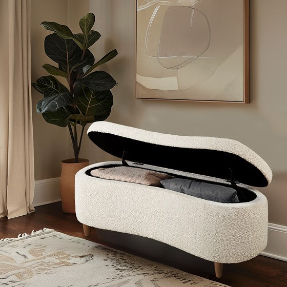 Gardenia Upholstered Flip Top Storage Bench with Solid Wood Legs
