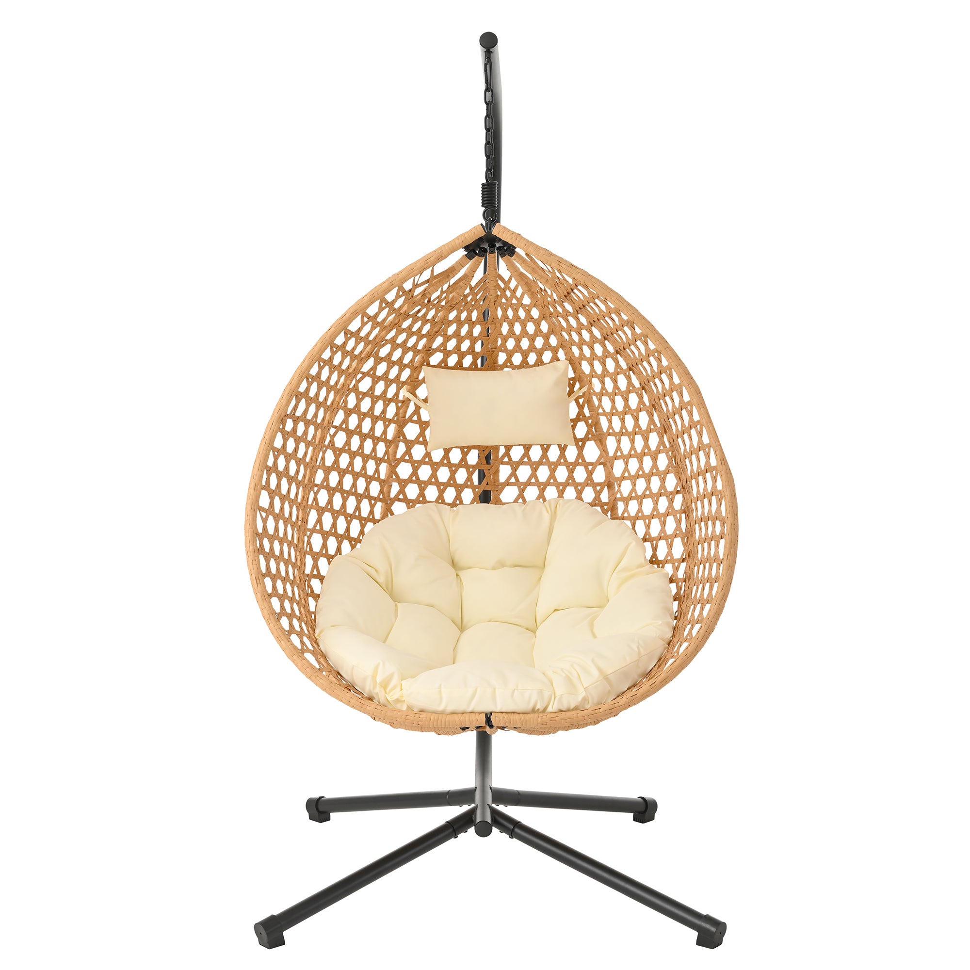 Hanging Swinging Egg Chair with Rattan Weaving, Base Included