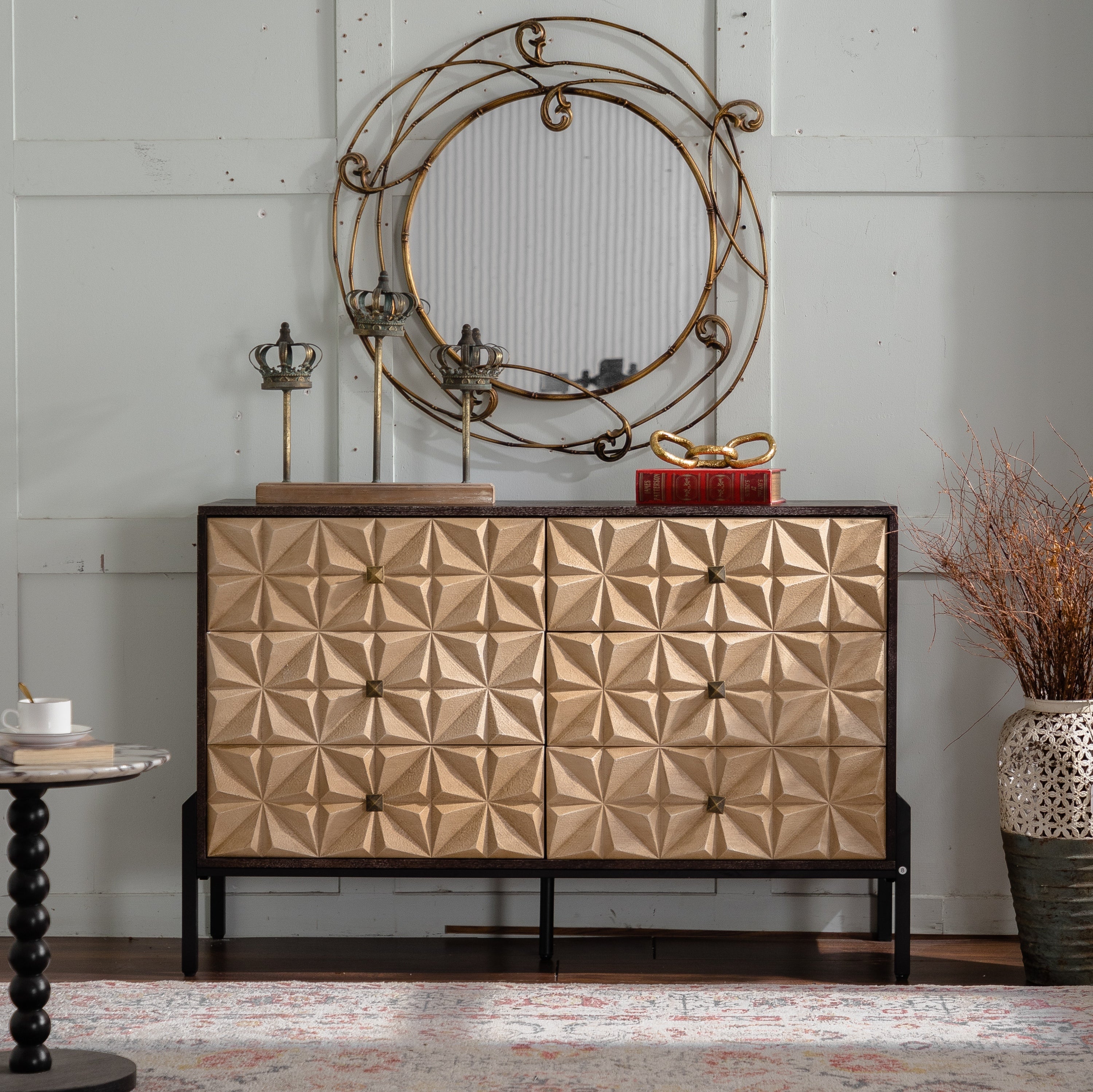 Mid-Century Modern 3D Geometric Diamond Dresser