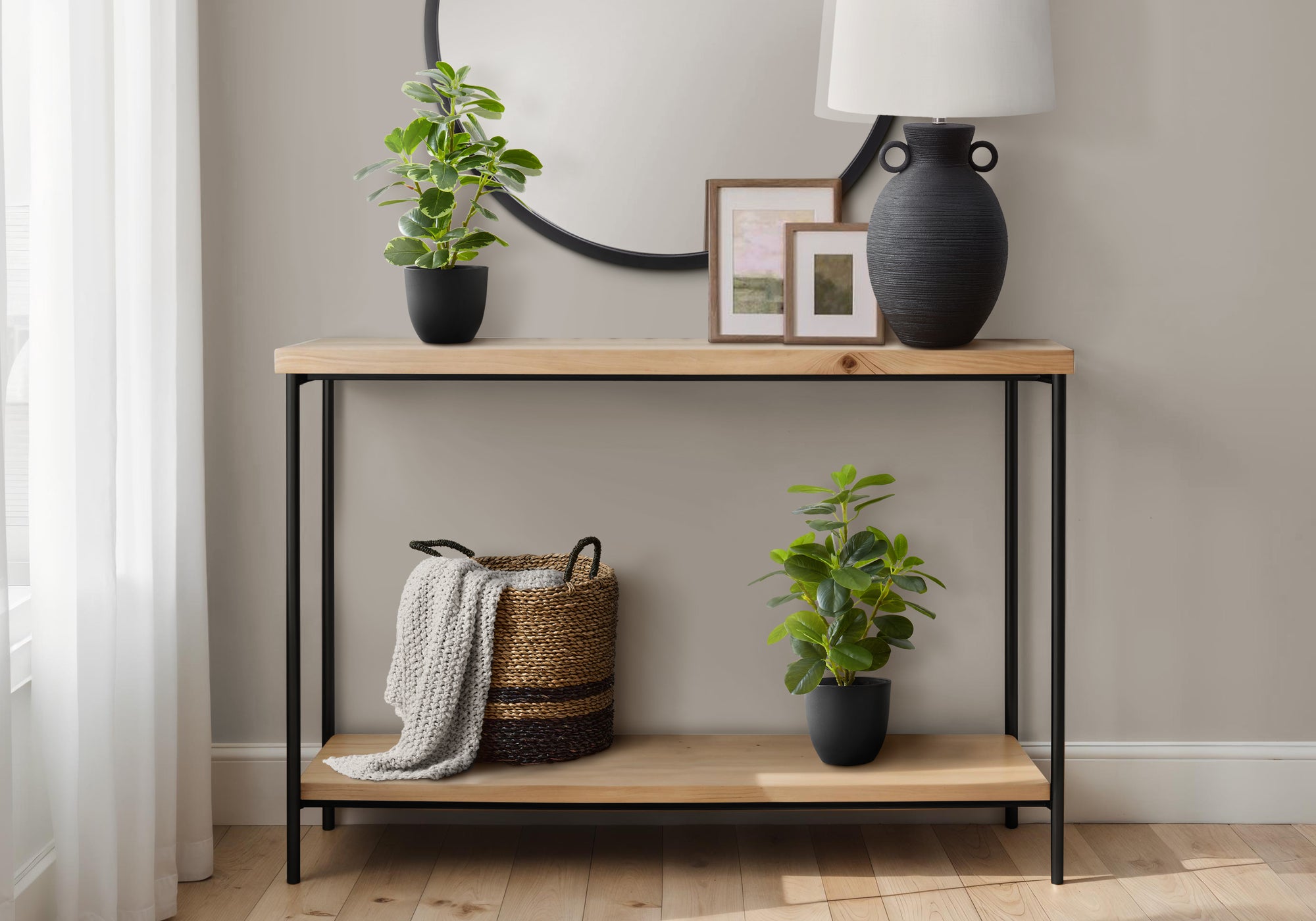 14" Faux Ficus with Black Pot, Set Of 2