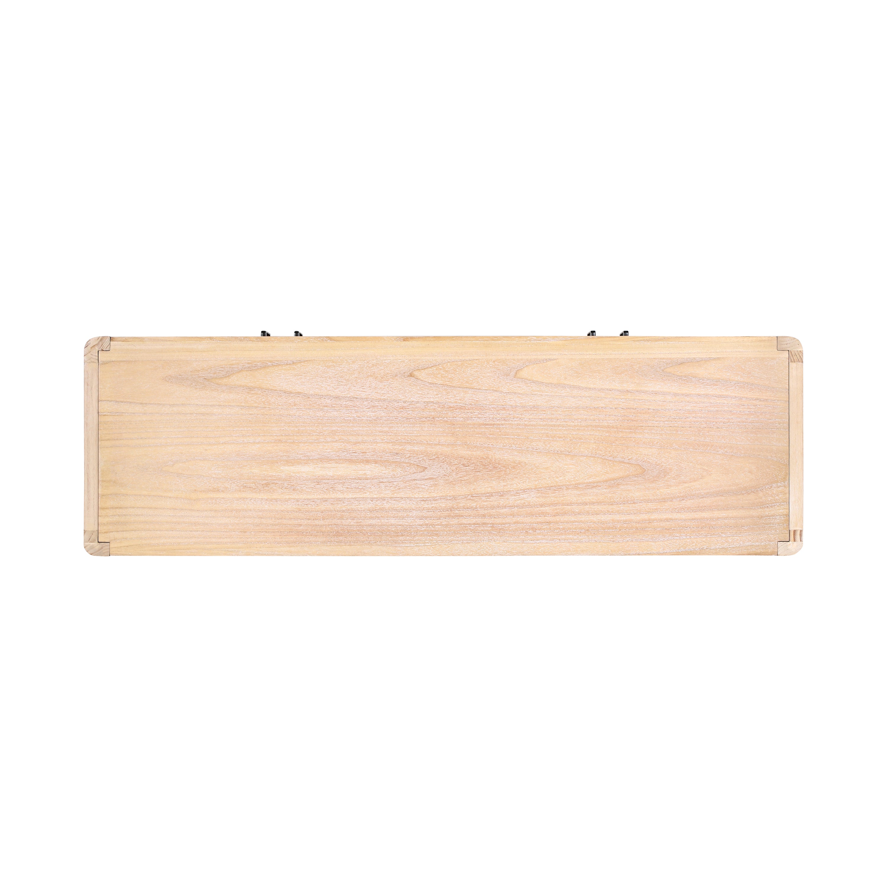 Farmhouse Style 4-Door Cabinet with Natural Distressed Finish