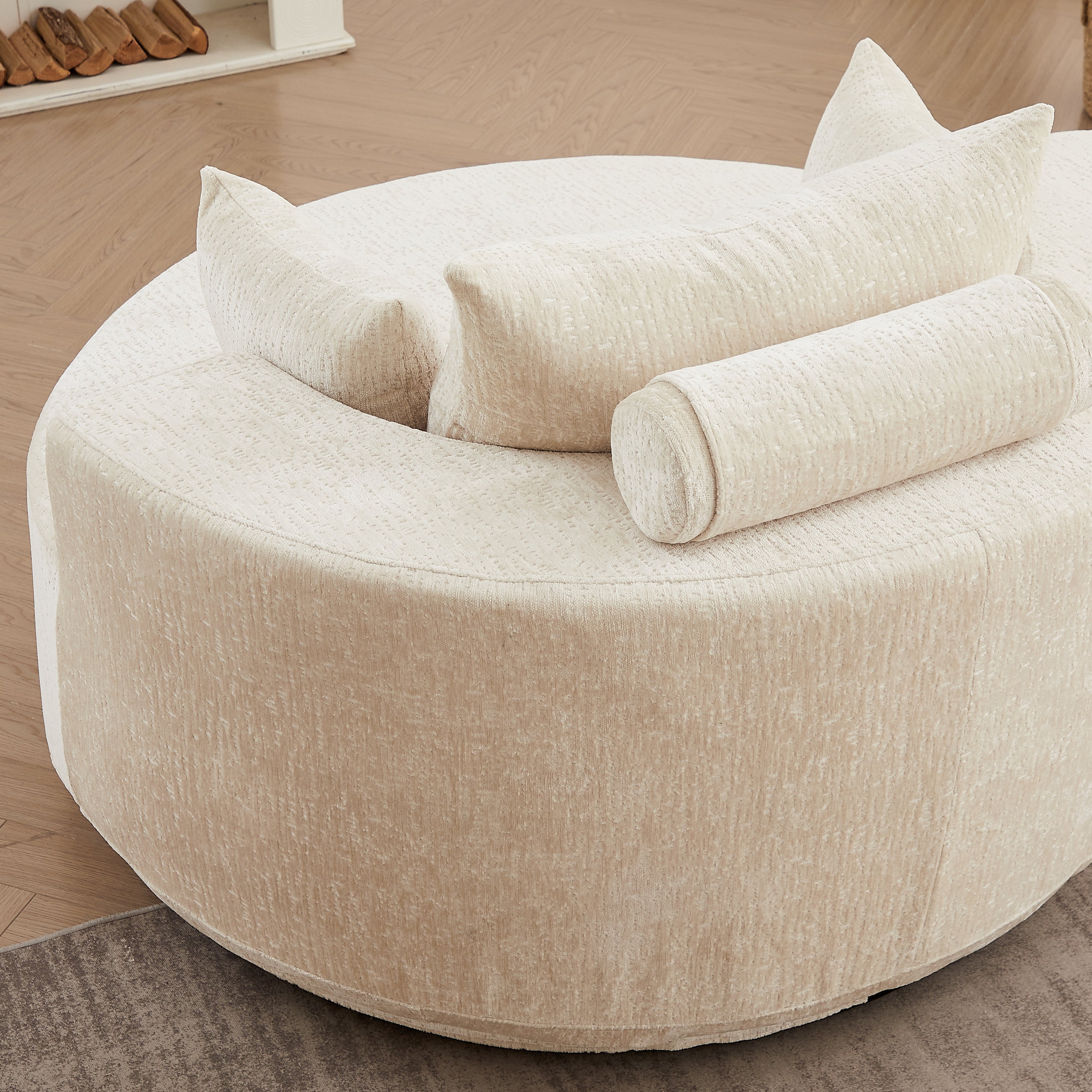 Oversized Chenille Swivel Lounge Chair