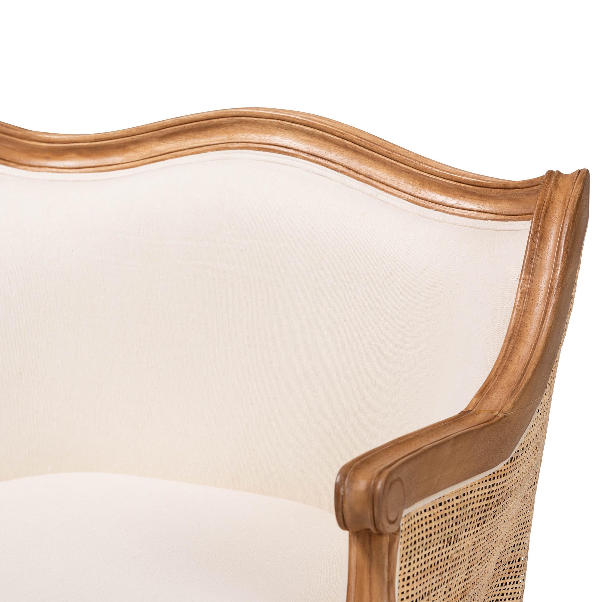 Traditional French Honey Oak Finished Low Seat Accent Chair