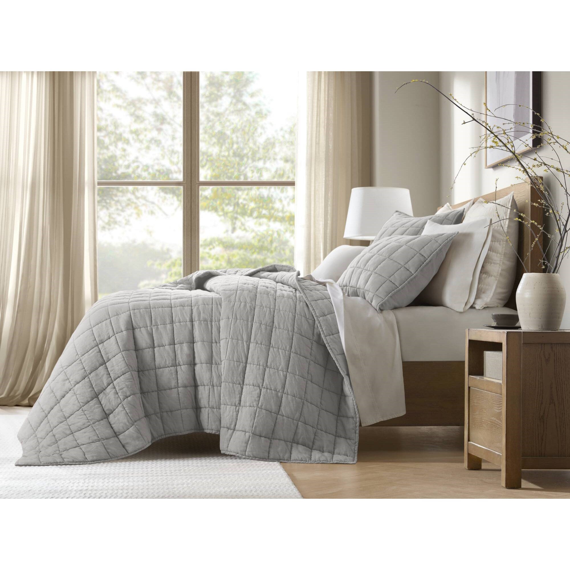 3 Piece Garment Washed French Linen Quilt Set