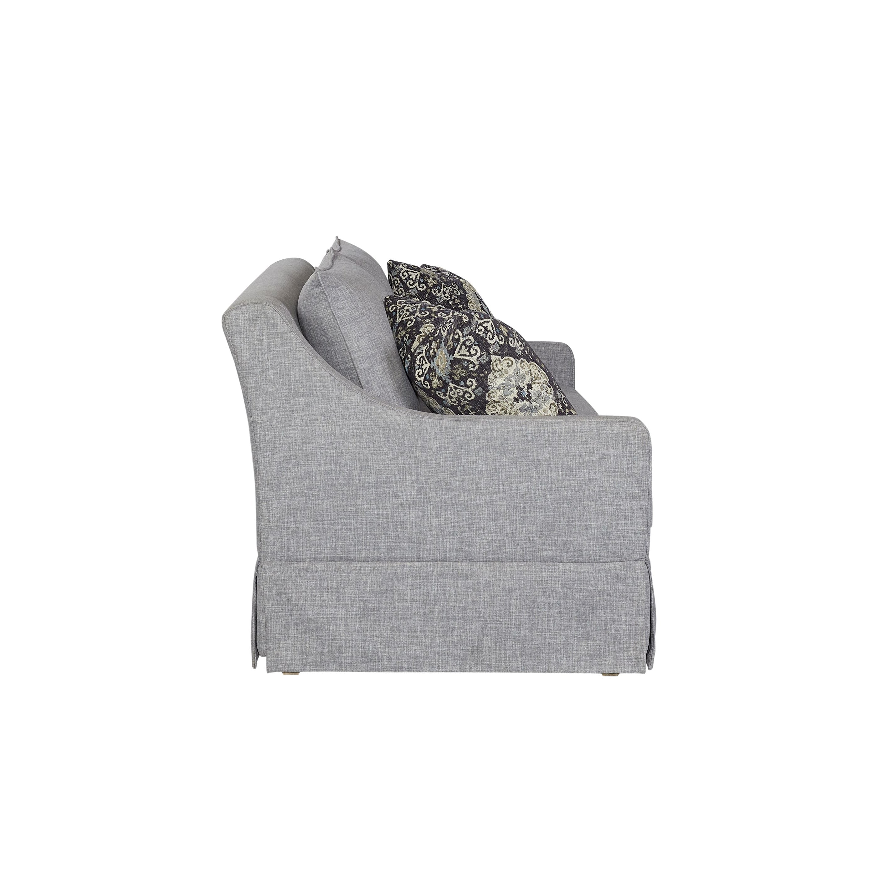 Sofa with Skirt and Reversable Cushions and 2 Pillows