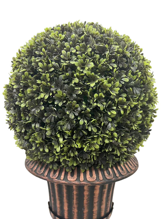 24" Ball Topiary Faux Plant in Pedestal Pot - Outdoor Decor