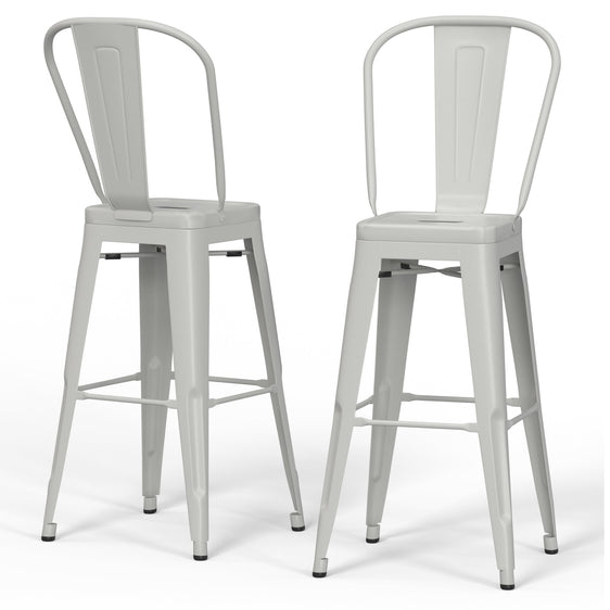 24" Metal Dining Counter Stool with Curved Back and Vertical Slat, Set of 2 - Counter Stool