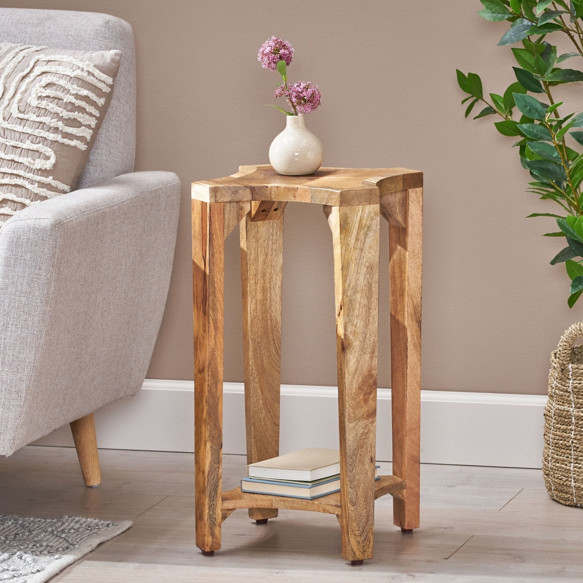 24" Wood Side Table with Open Shelf - Side Tables