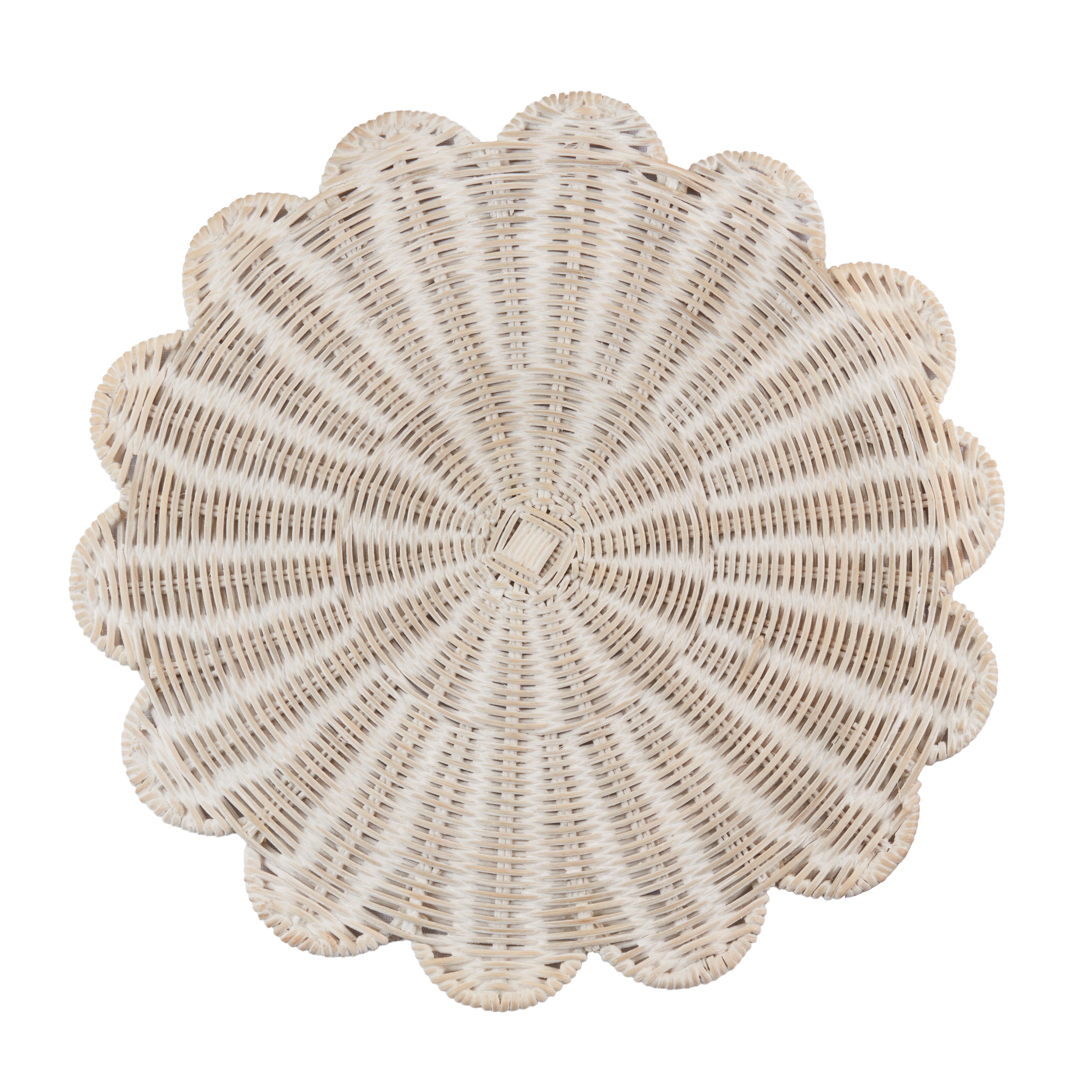 Rattan Charger Placemats with Handwoven Scalloped Design, Set of 4