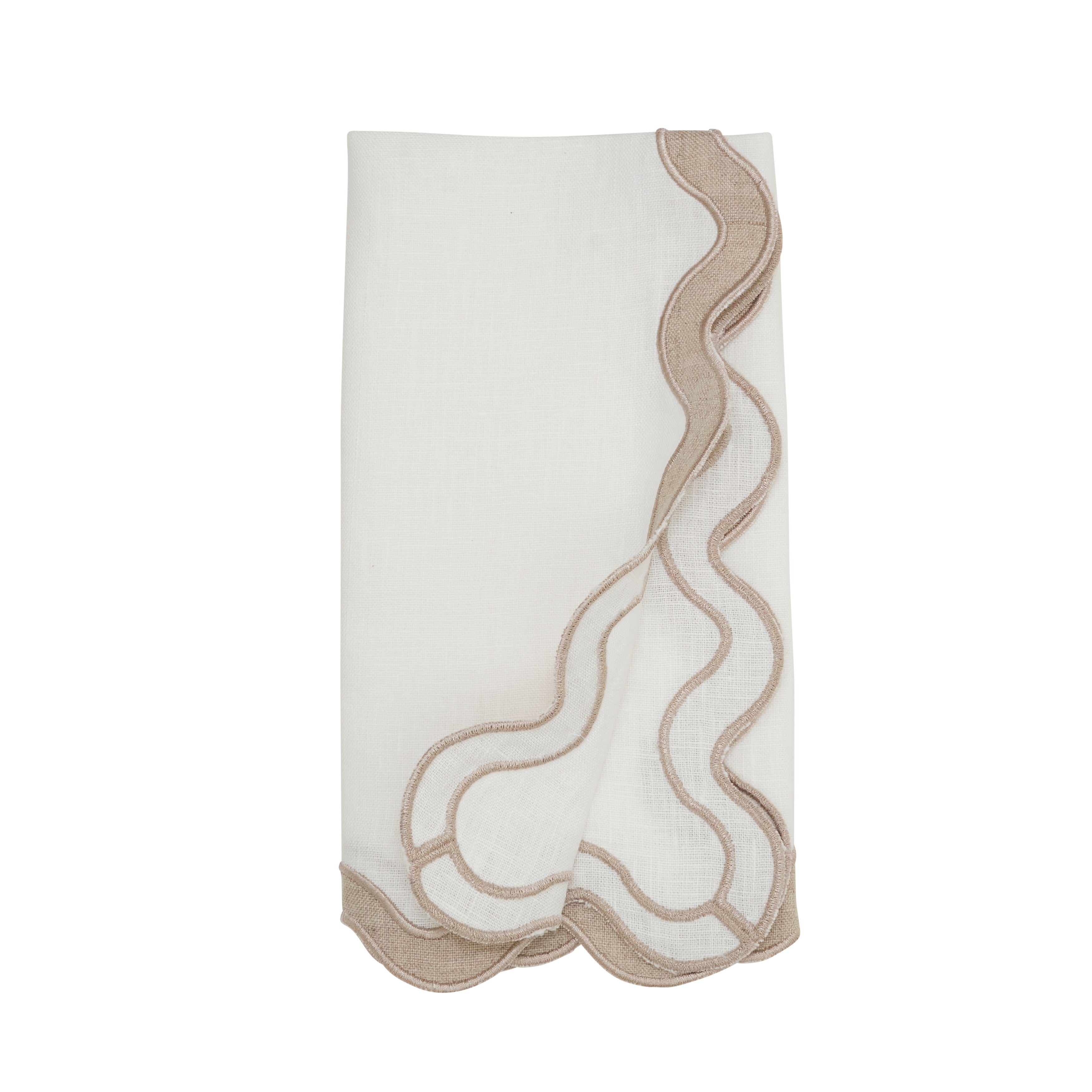100% Linen Soft Hue Scallop Napkin, Set of 4