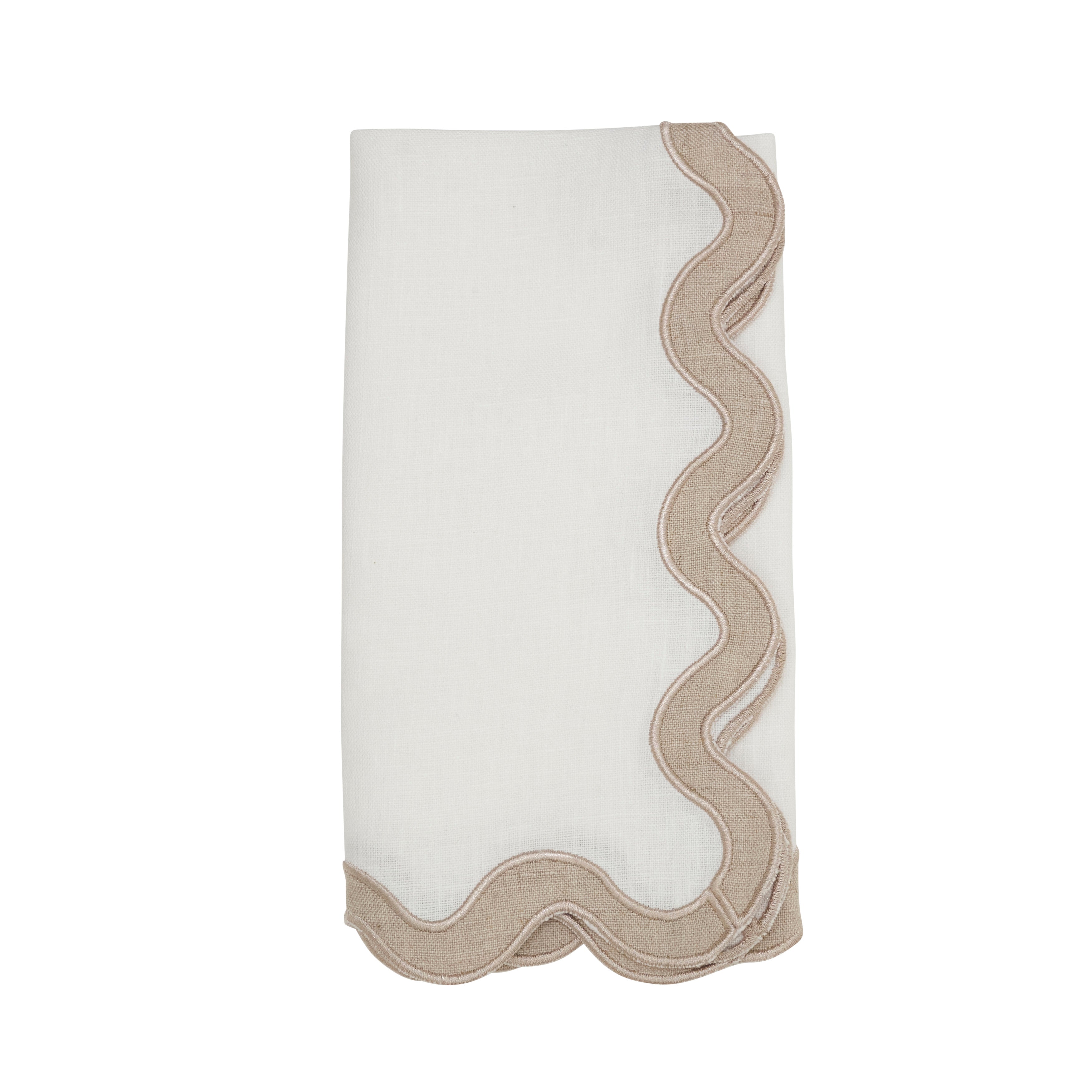 100% Linen Soft Hue Scallop Napkin, Set of 4