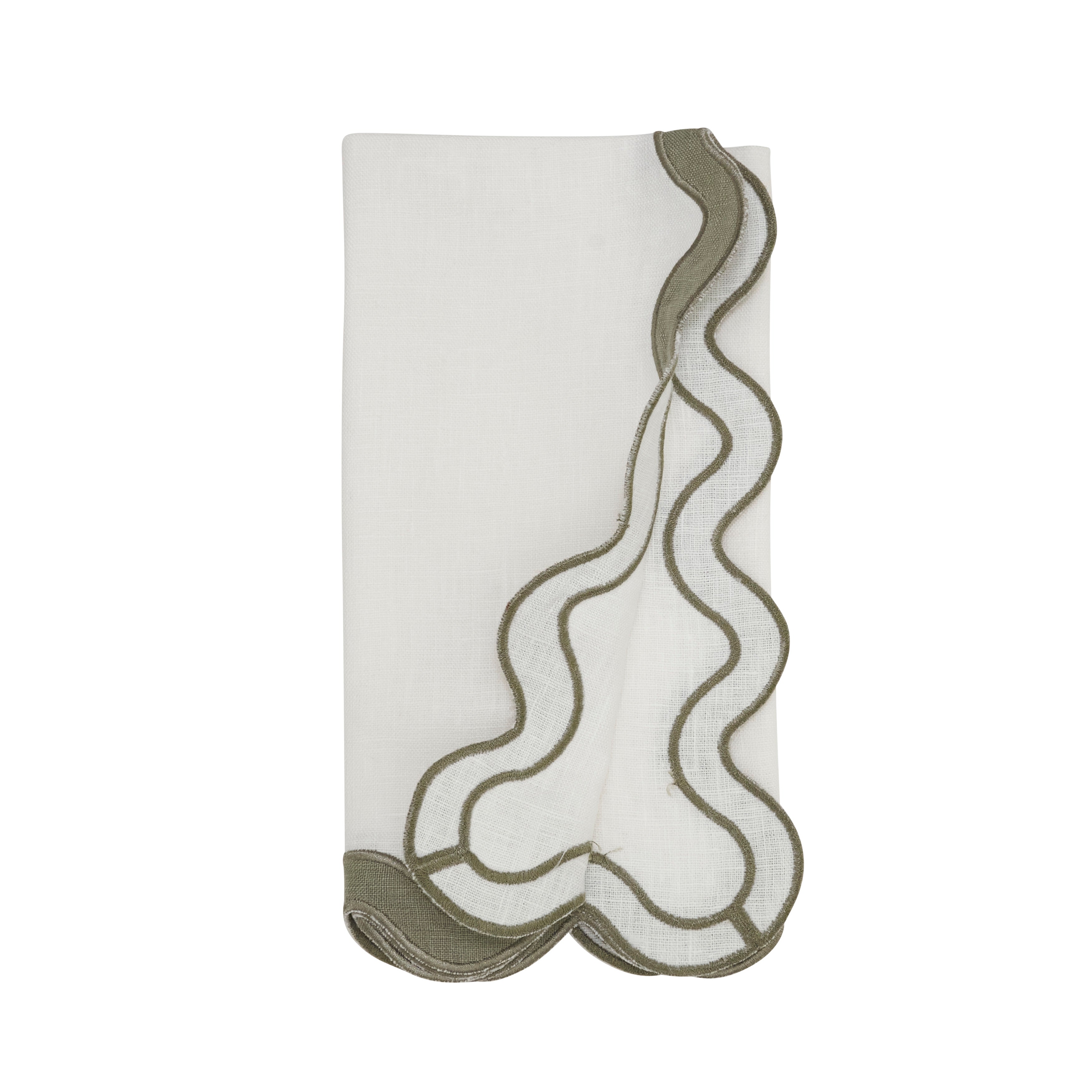 100% Linen Soft Hue Scallop Napkin, Set of 4