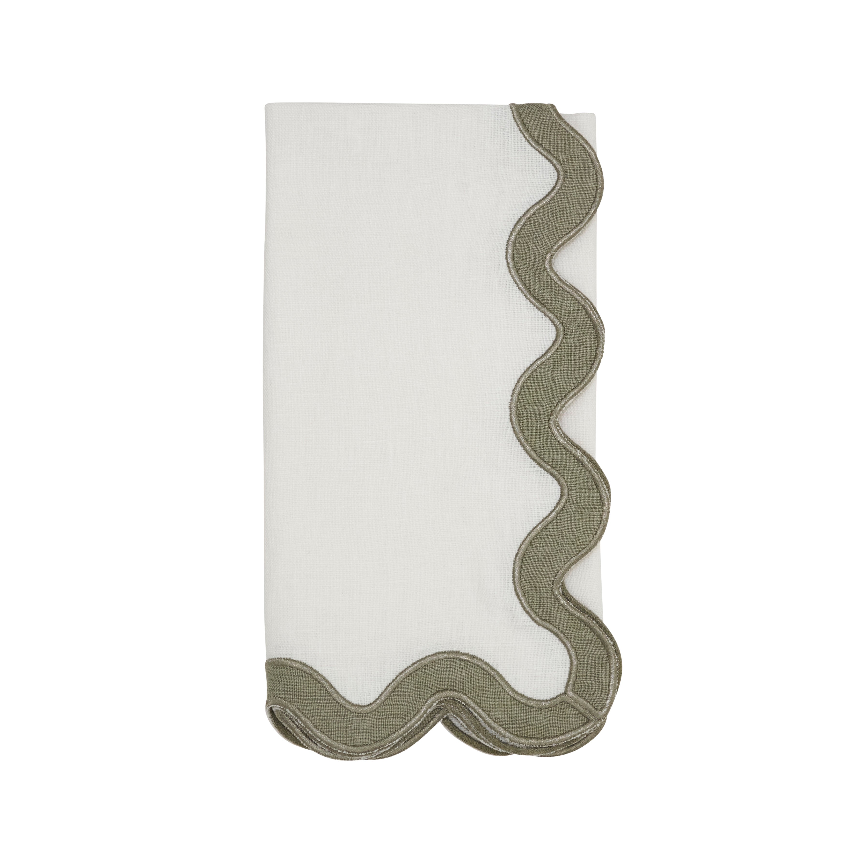 100% Linen Soft Hue Scallop Napkin, Set of 4