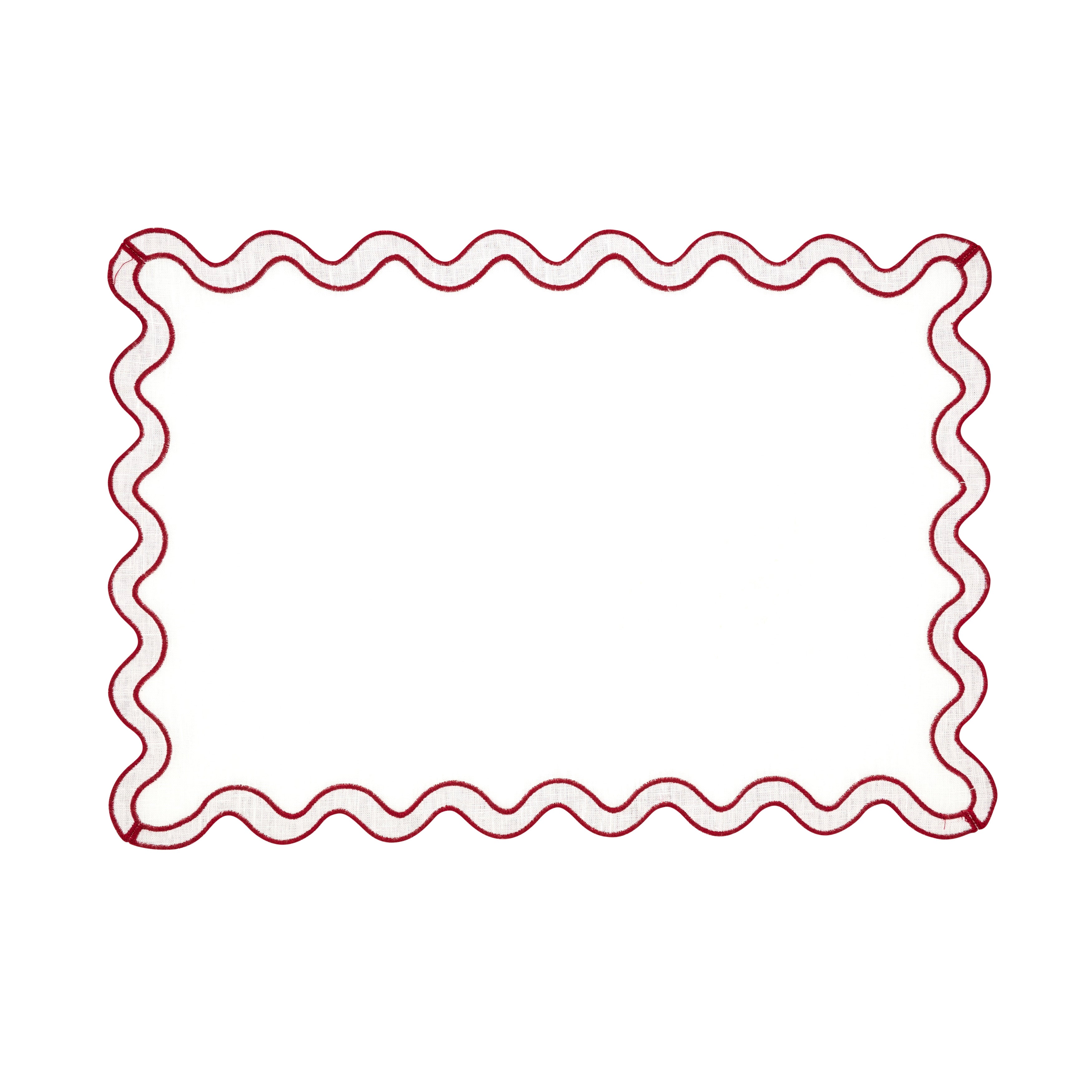 100% Linen Eco Scallop Border Placemat, Set of 4
