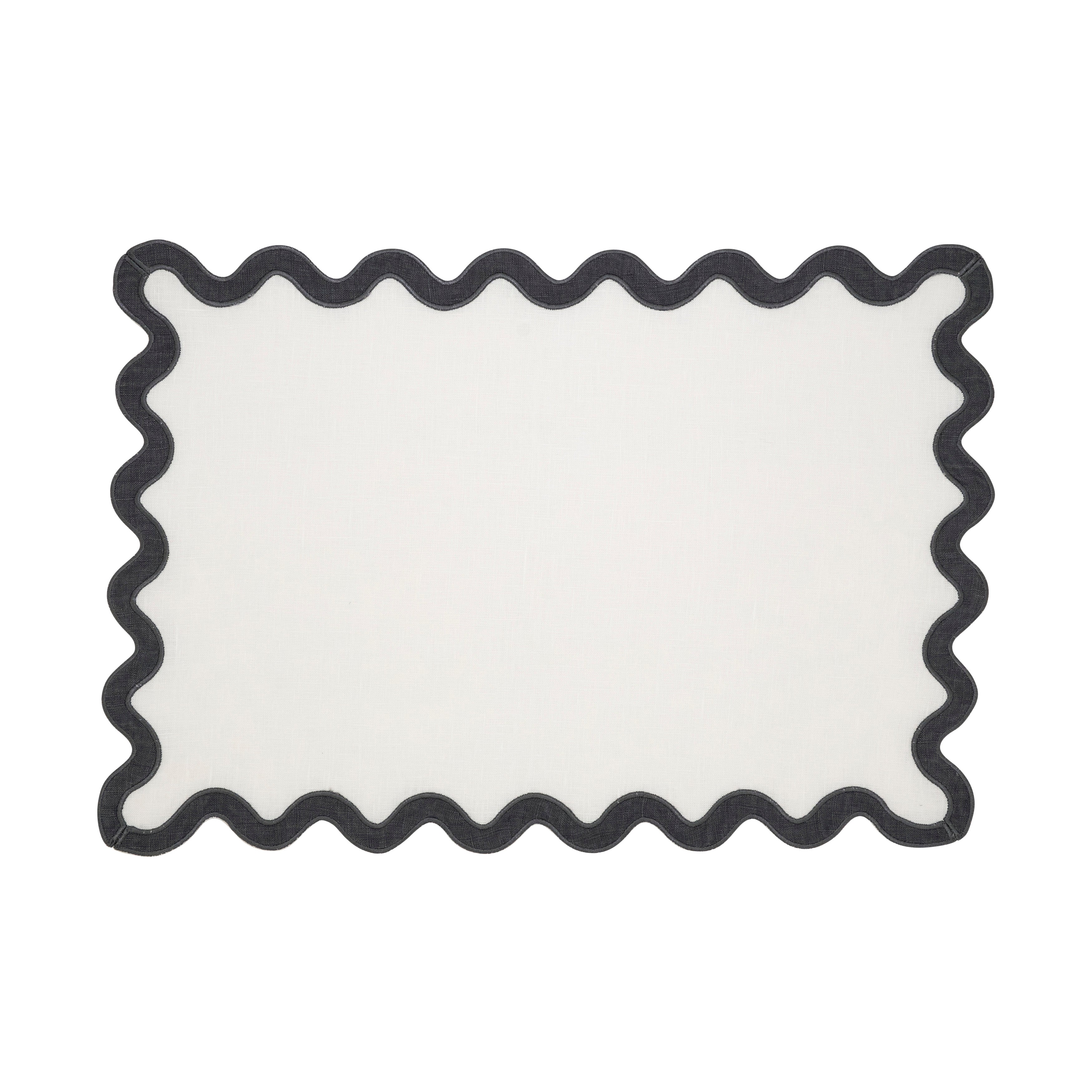 100% Linen Eco Scallop Border Placemat, Set of 4