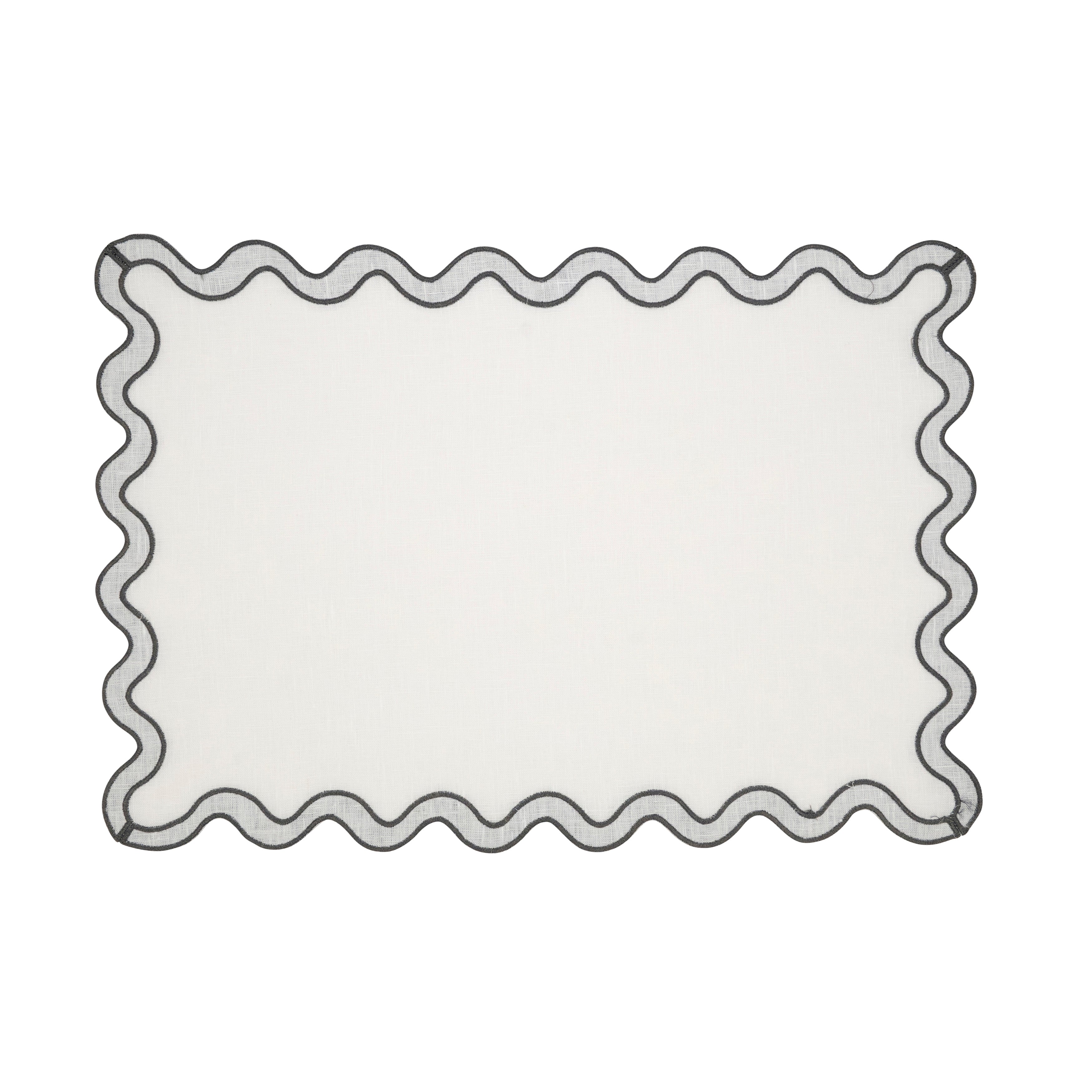 100% Linen Eco Scallop Border Placemat, Set of 4