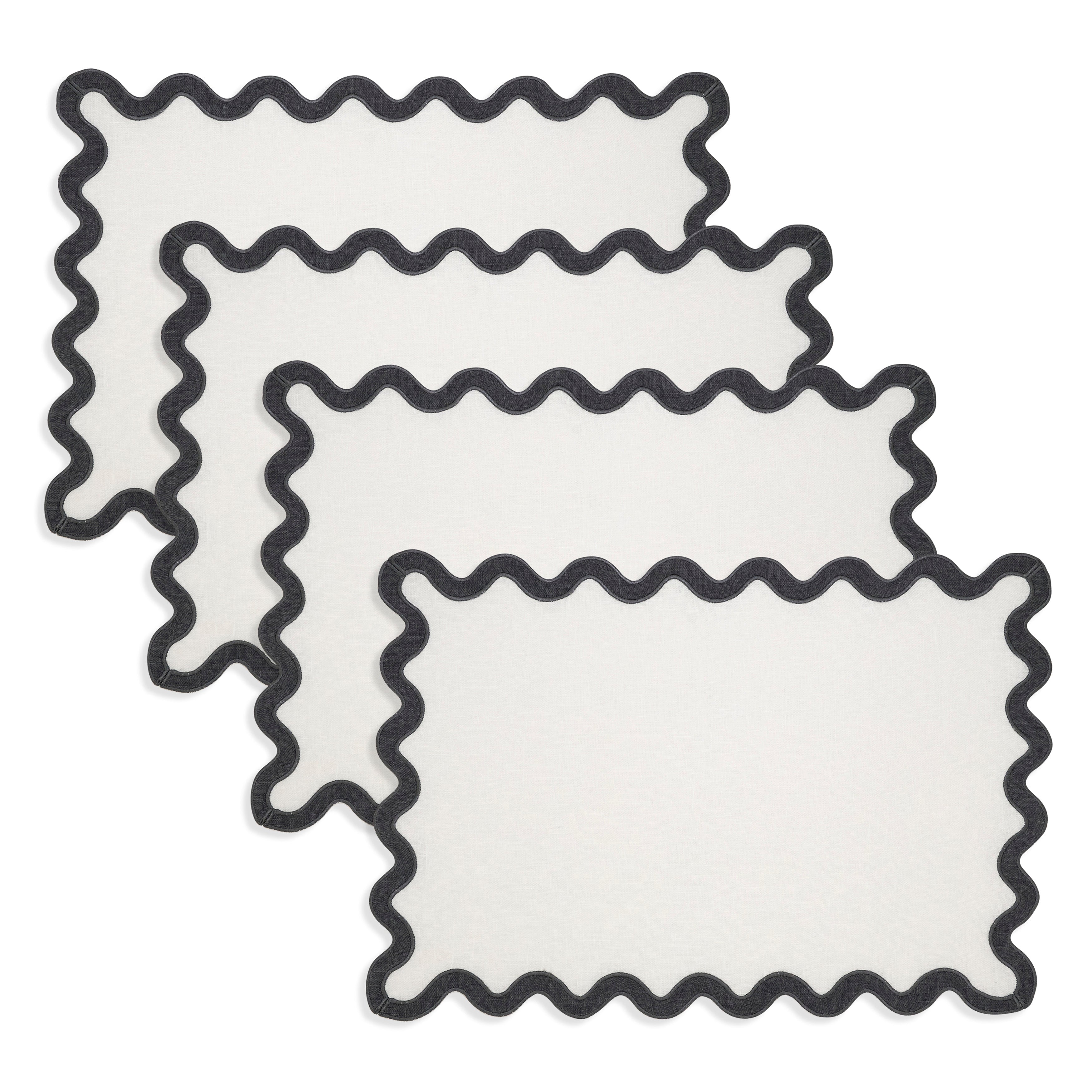 100% Linen Eco Scallop Border Placemat, Set of 4