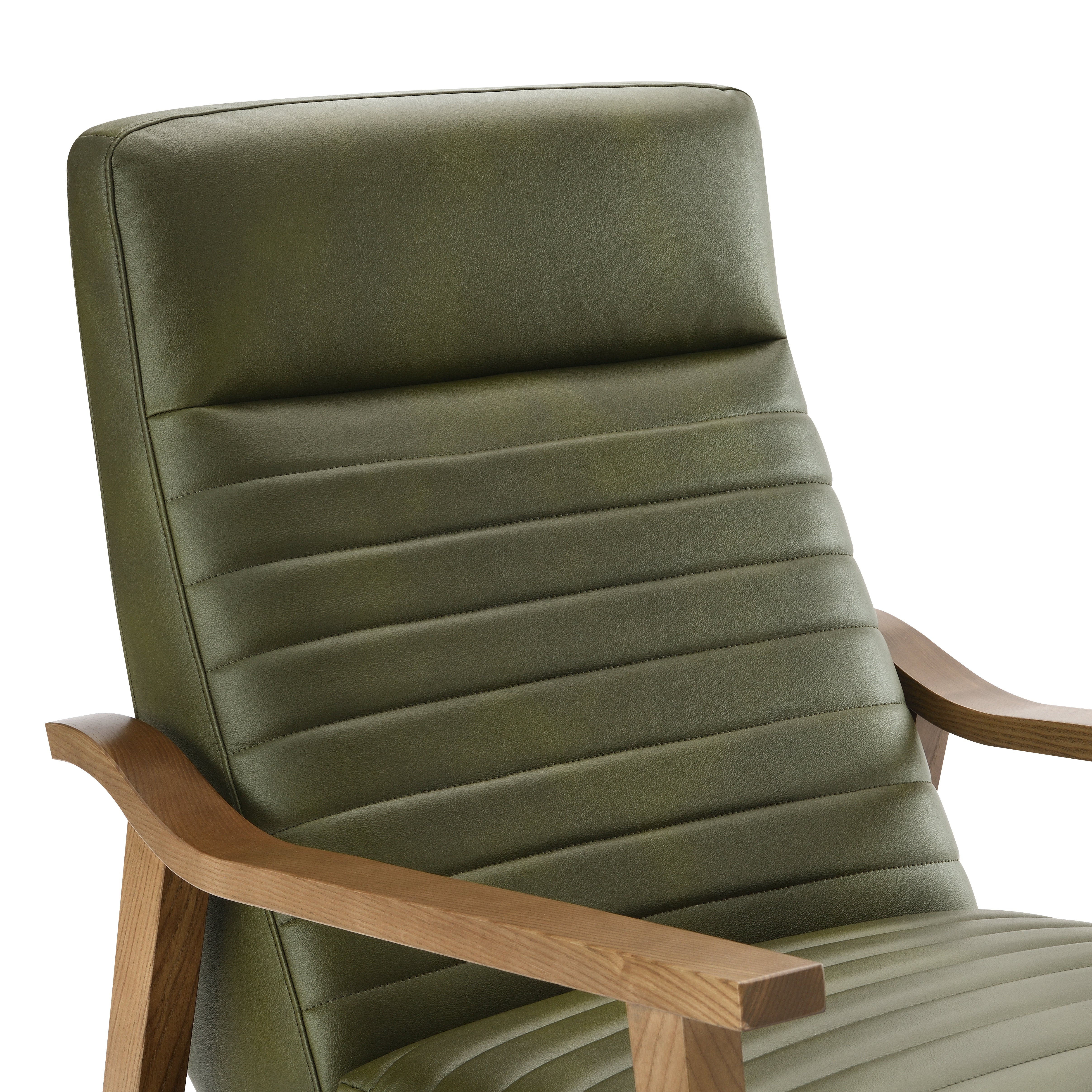 Asher Faux Leather Push Back Recliner with Wooden Arms