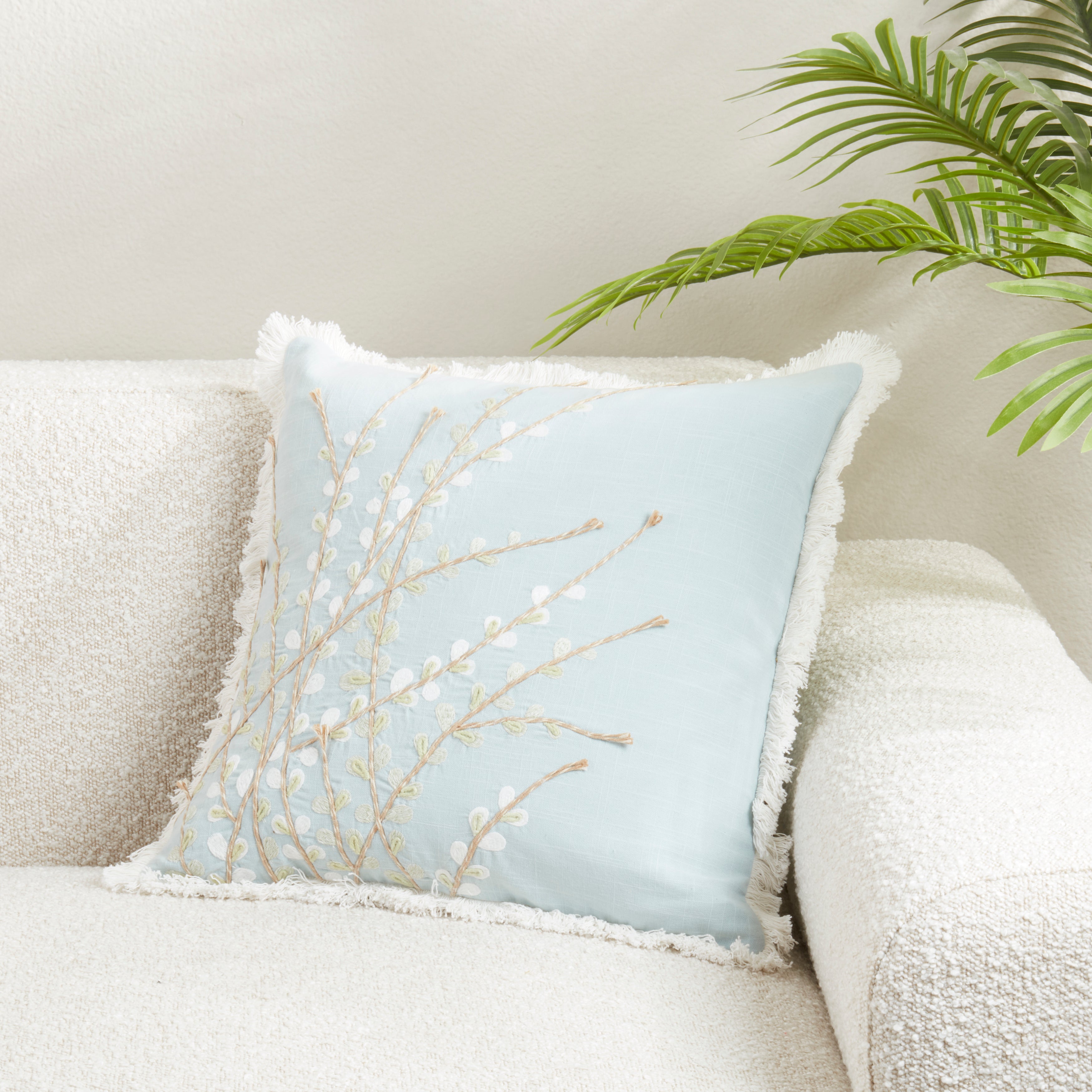 Elegant Embroidered Floral Pillow