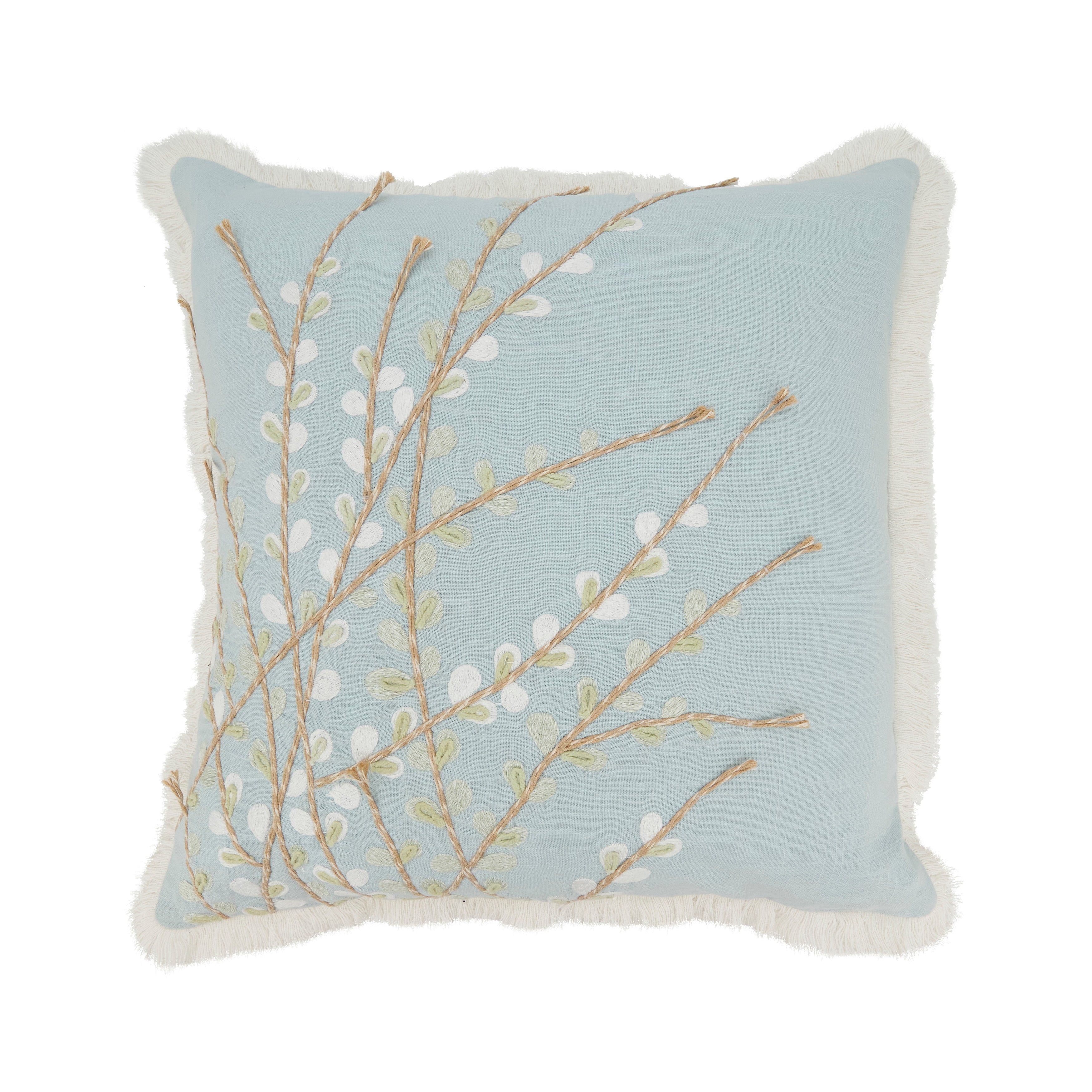 Elegant Embroidered Floral Pillow