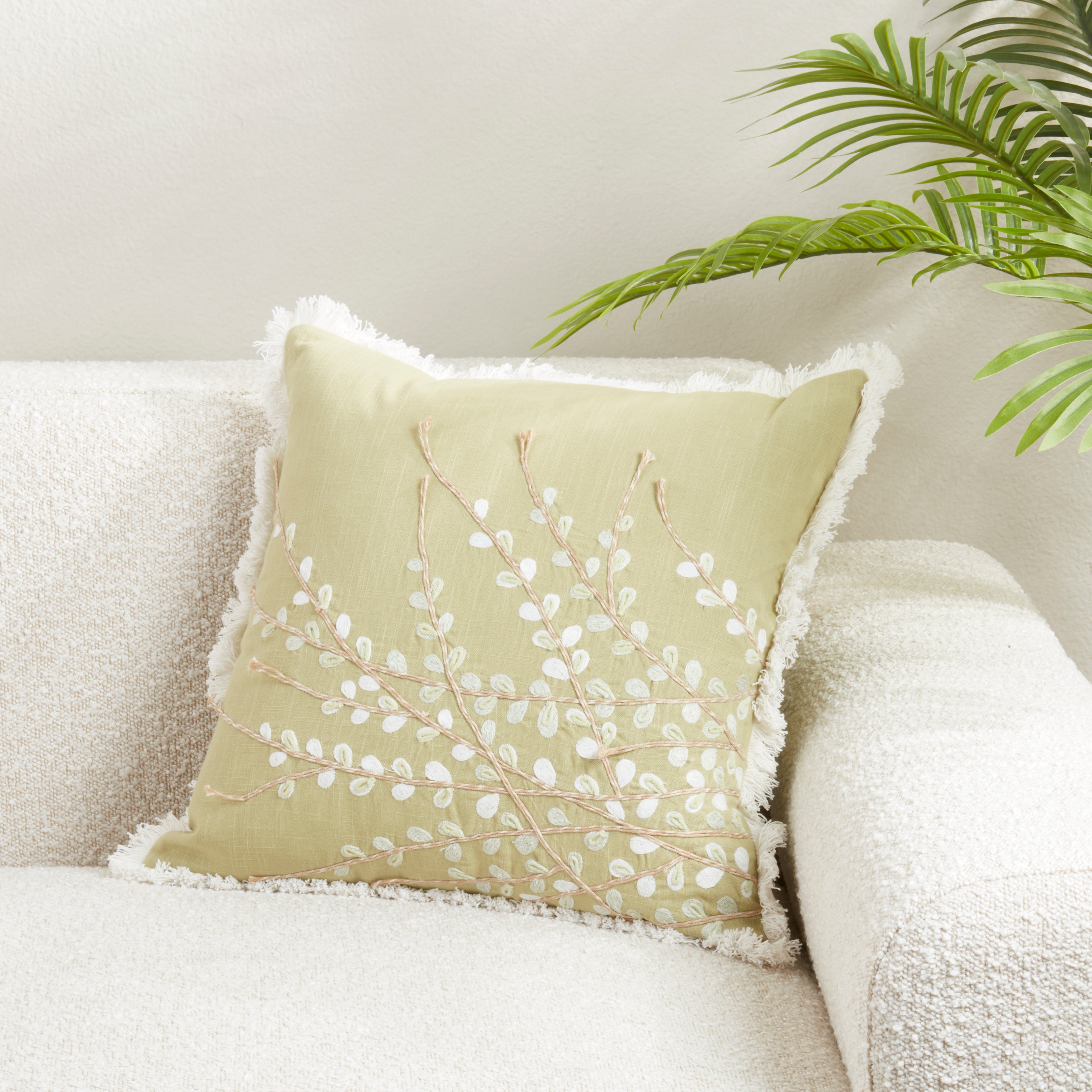 Elegant Embroidered Floral Pillow