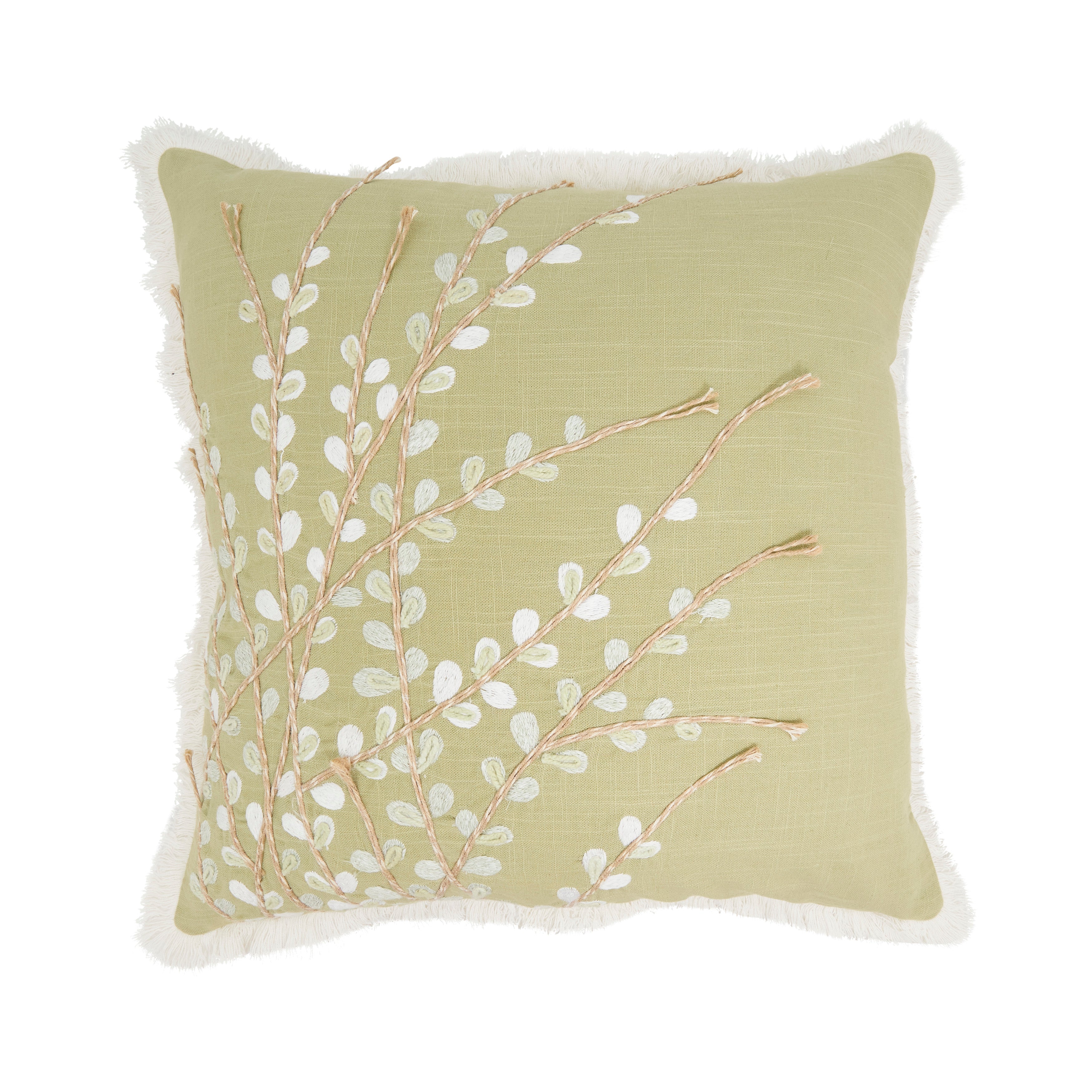 Elegant Embroidered Floral Pillow