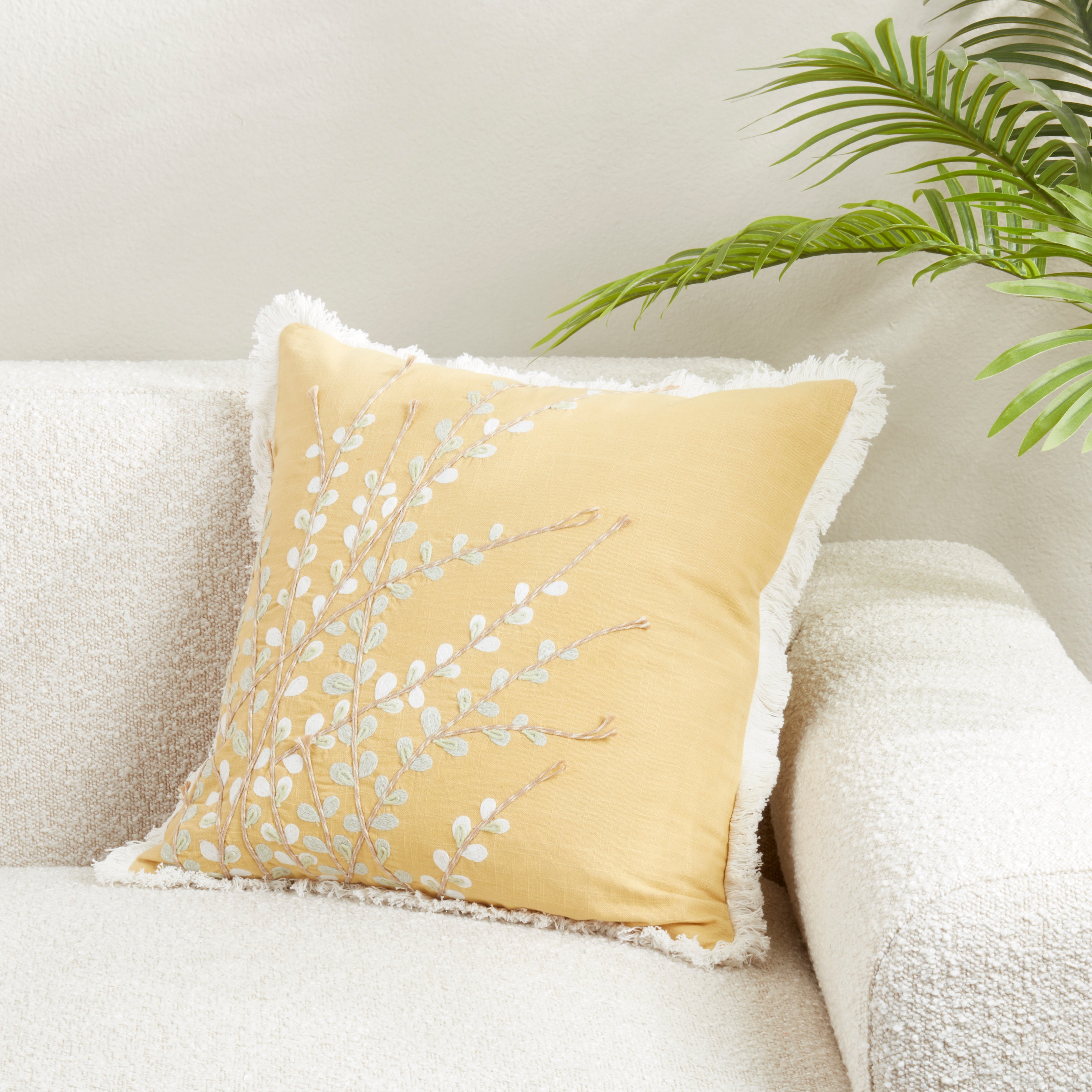 Elegant Embroidered Floral Pillow