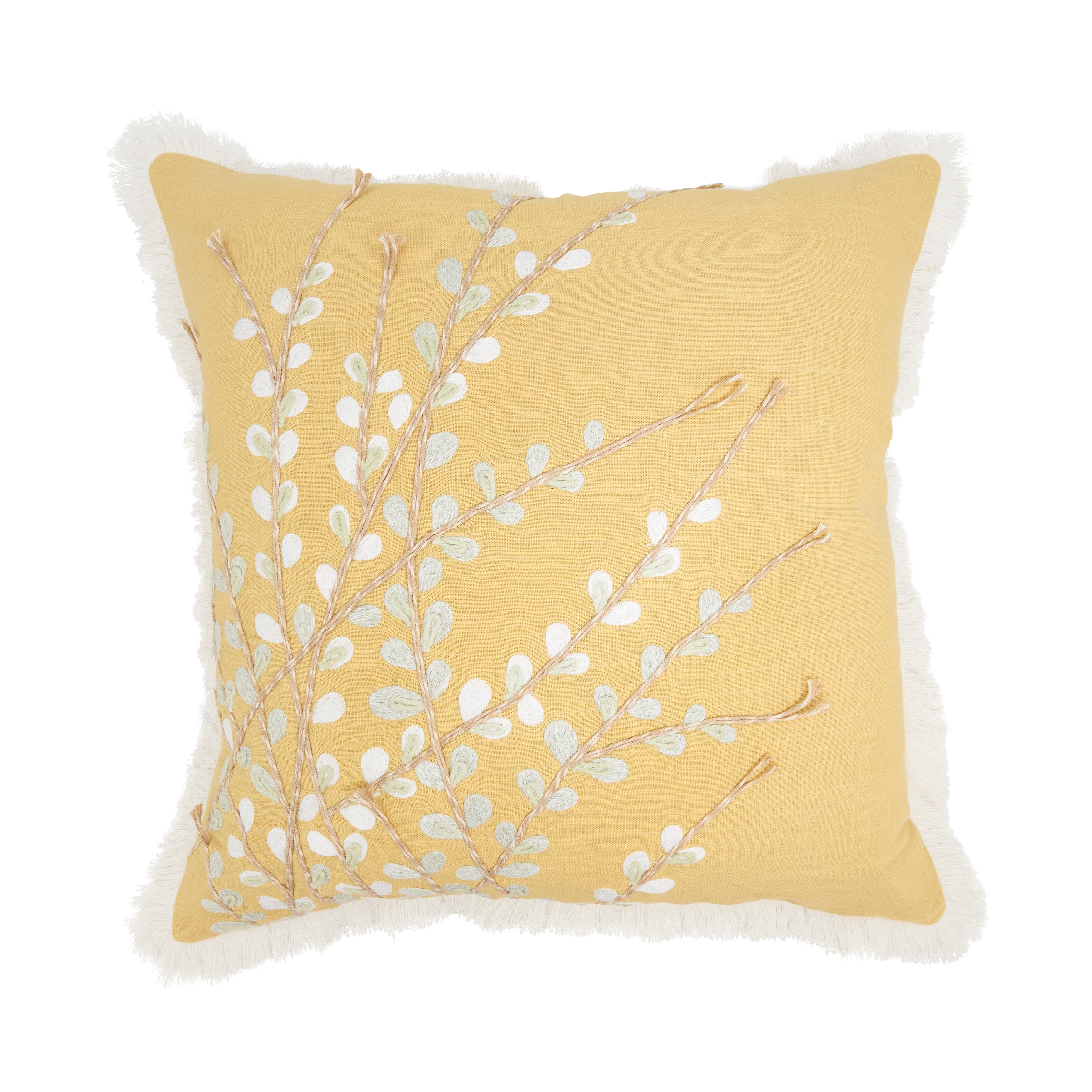 Elegant Embroidered Floral Pillow