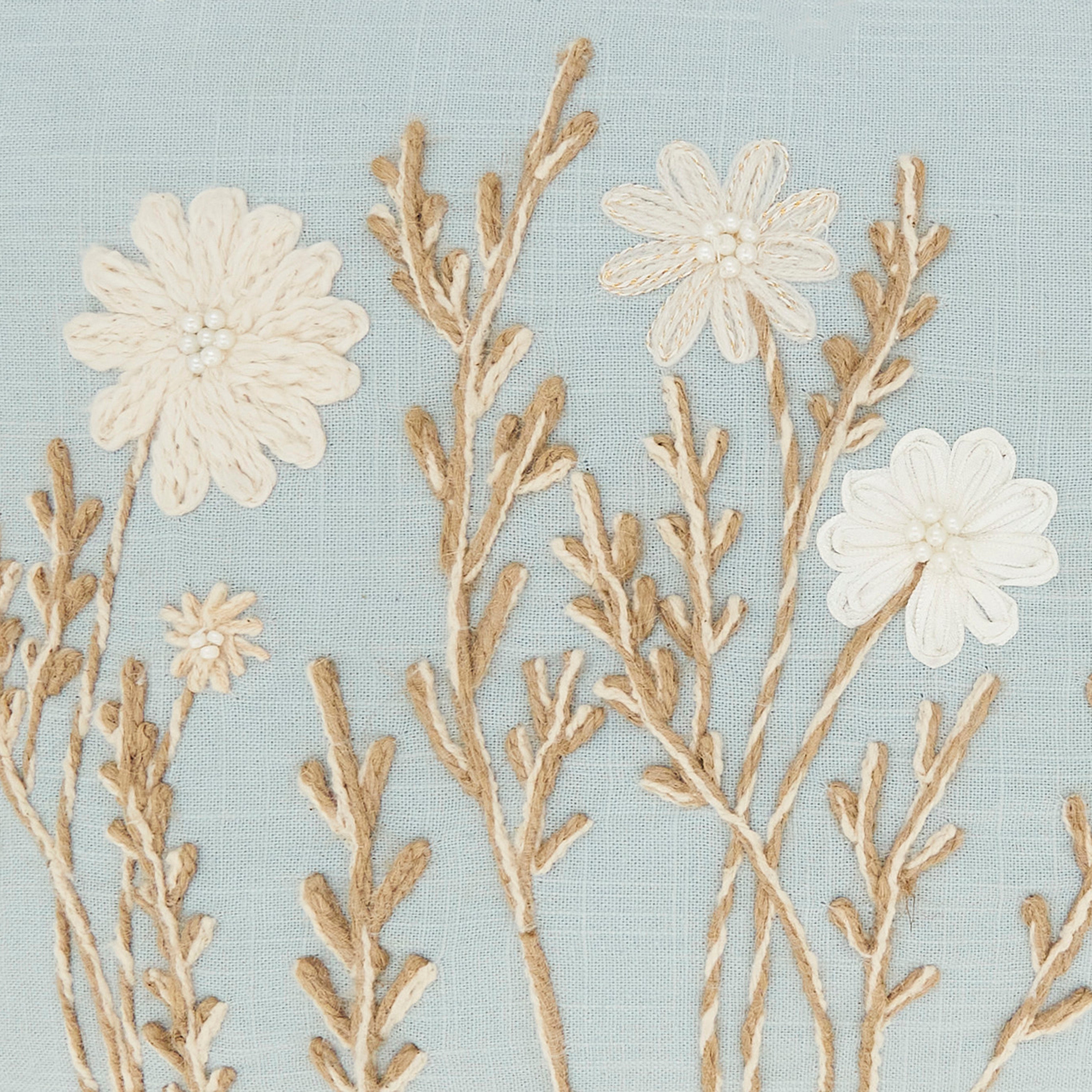 Delicate Embroidered Floral Pillow
