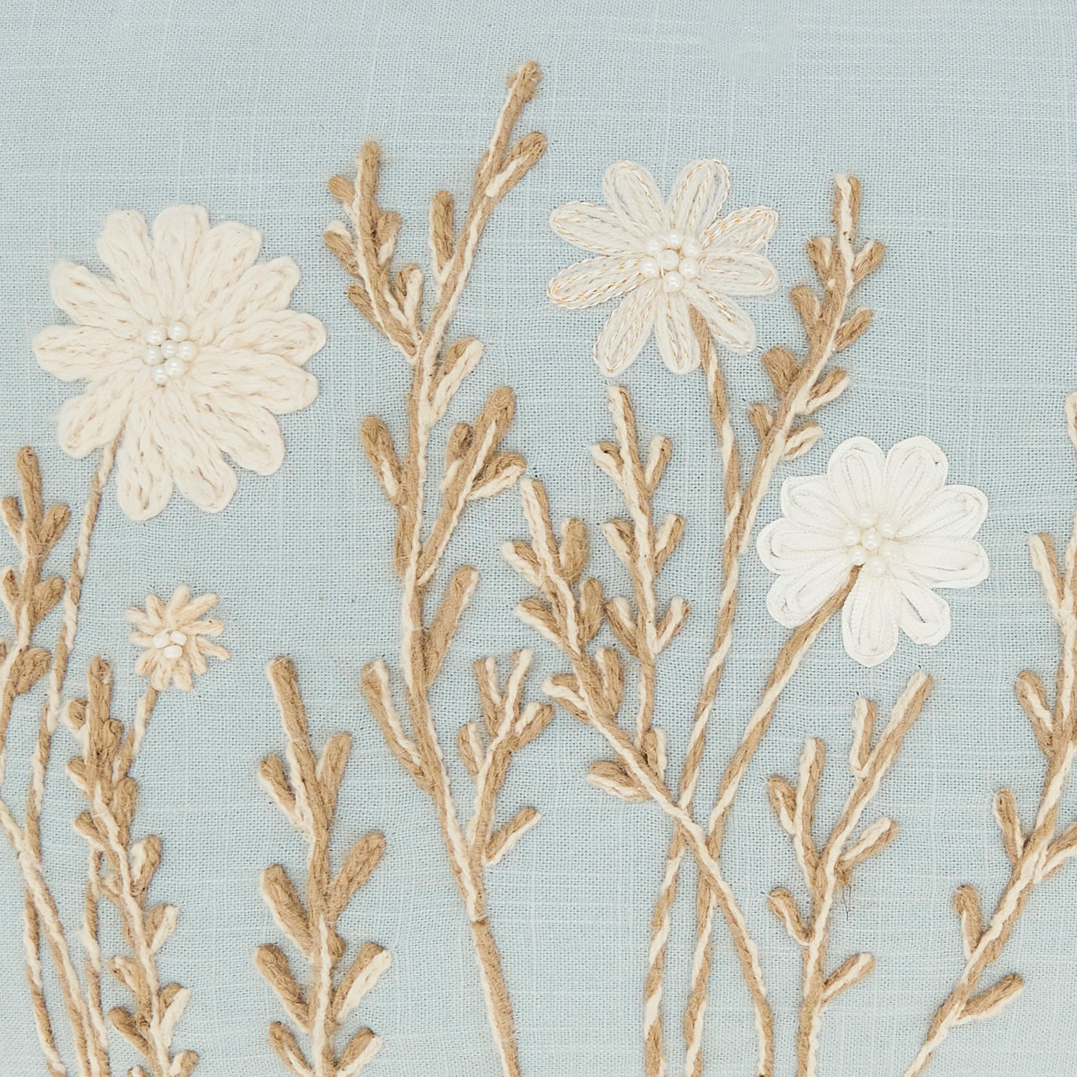 Delicate Embroidered Floral Pillow