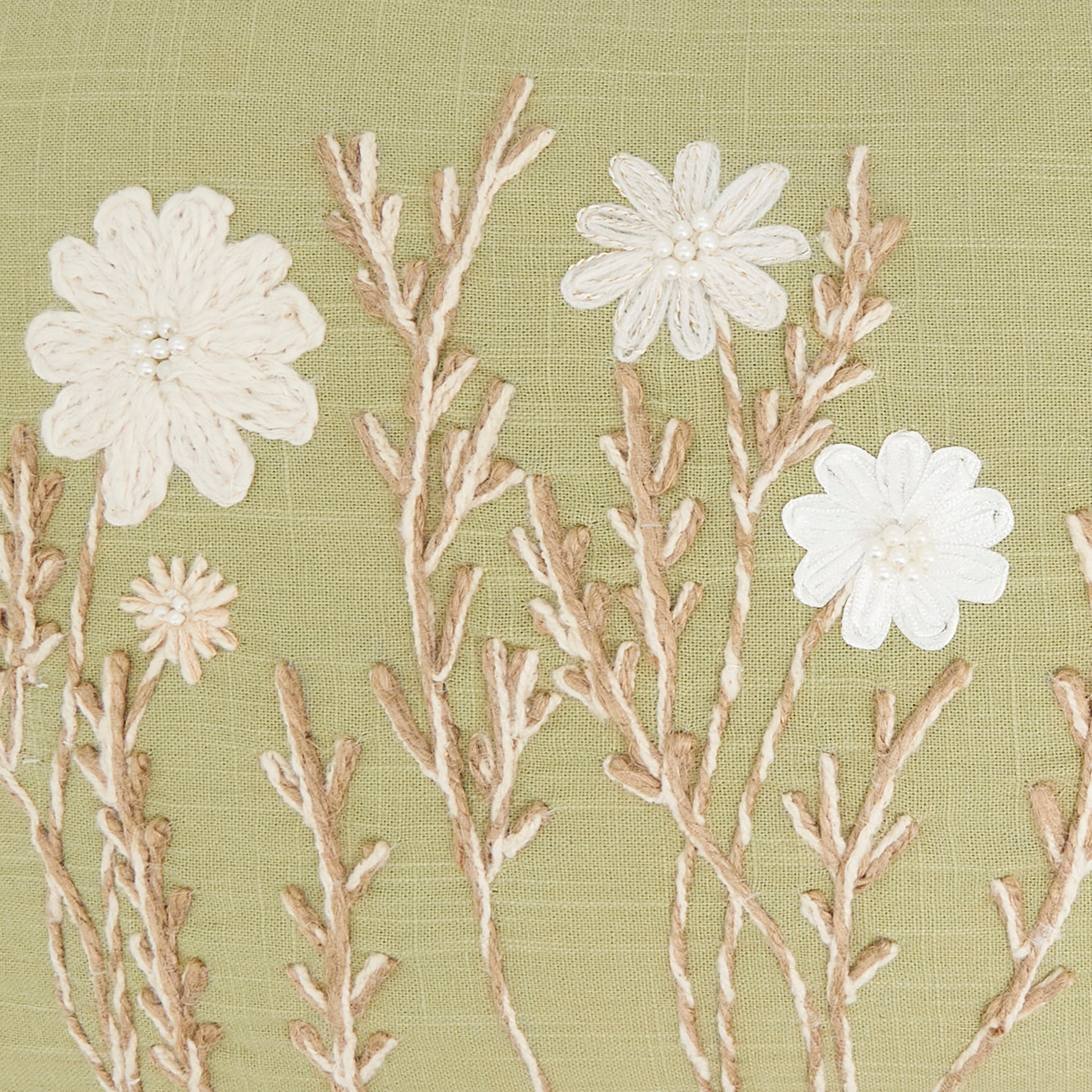 Delicate Embroidered Floral Pillow