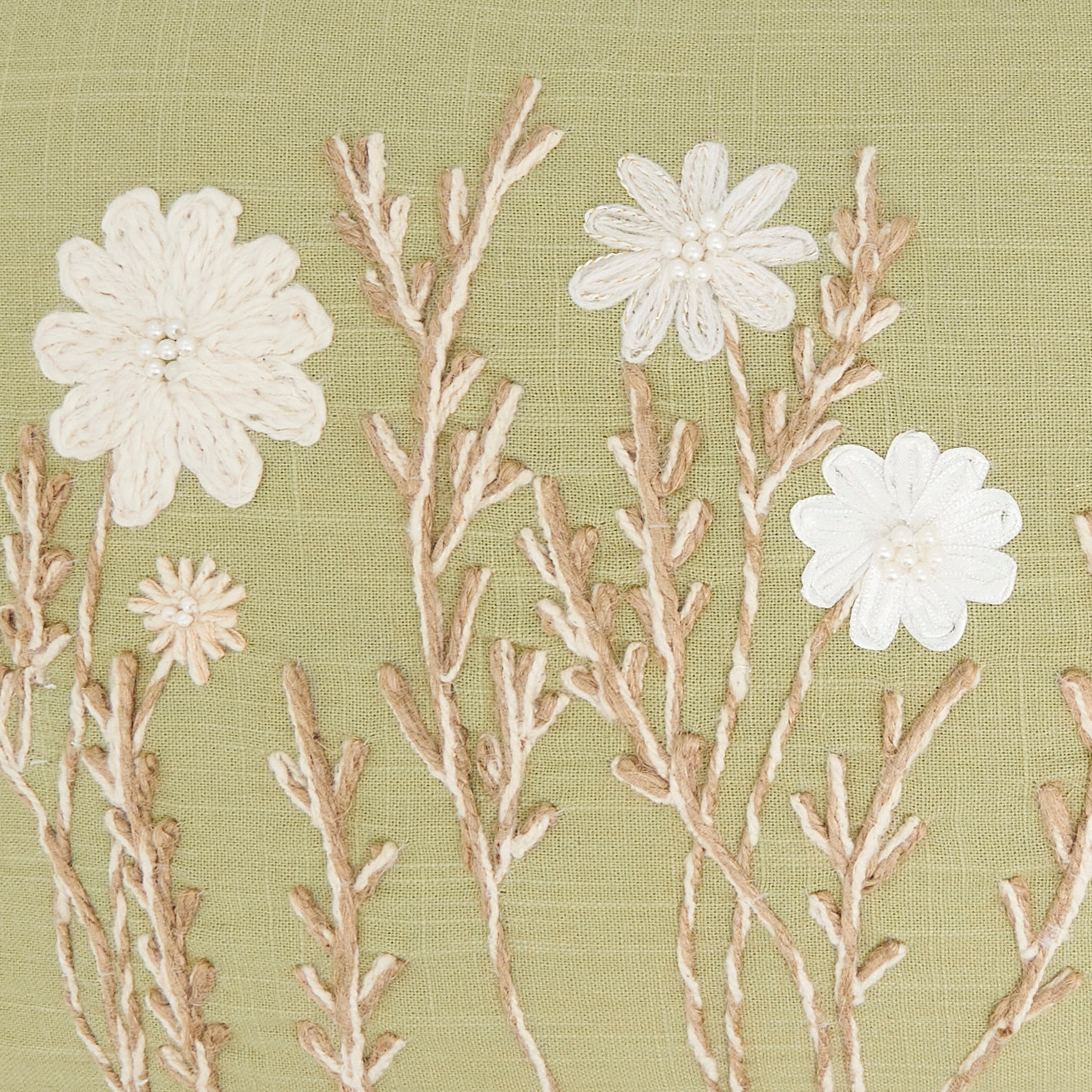 Delicate Embroidered Floral Pillow