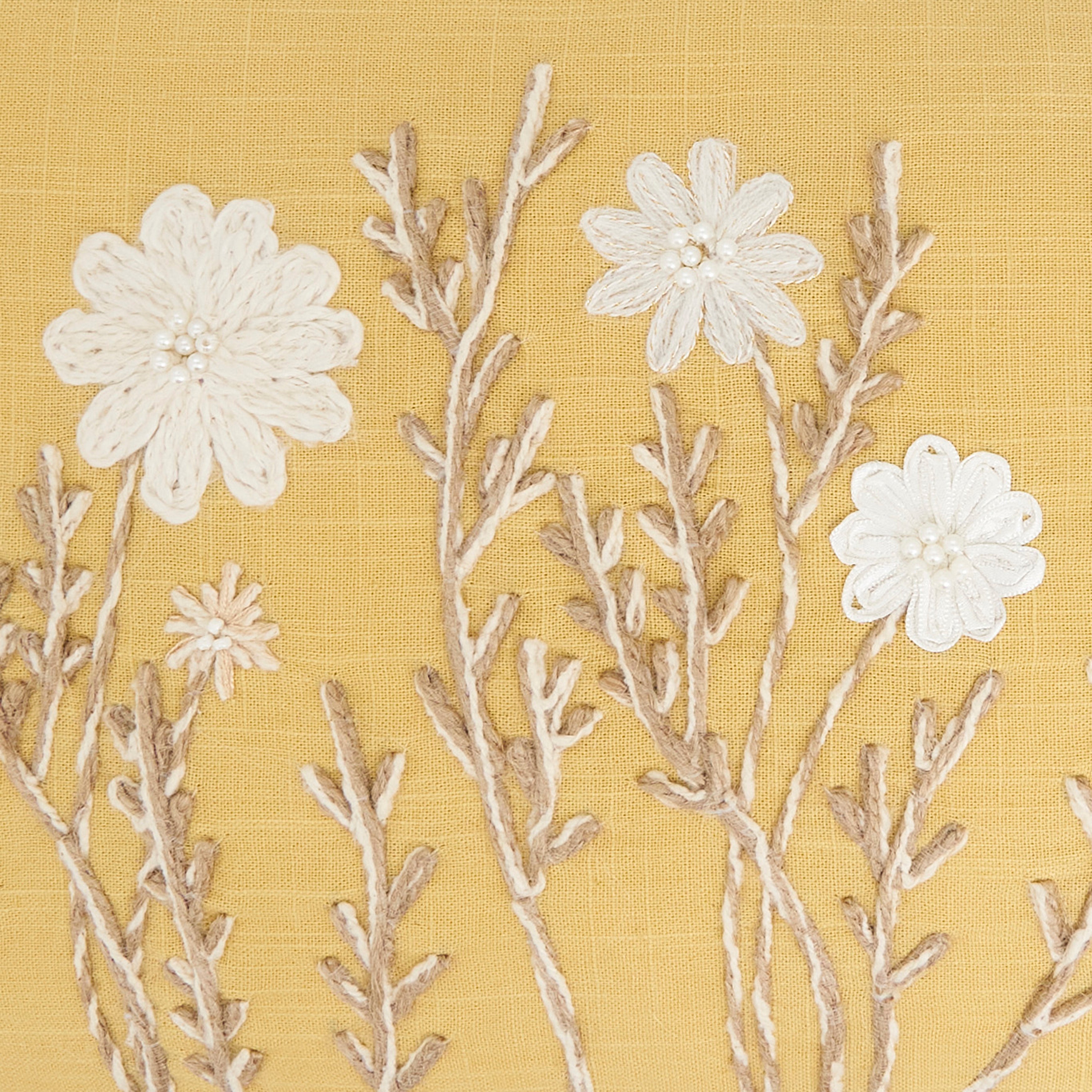 Delicate Embroidered Floral Pillow