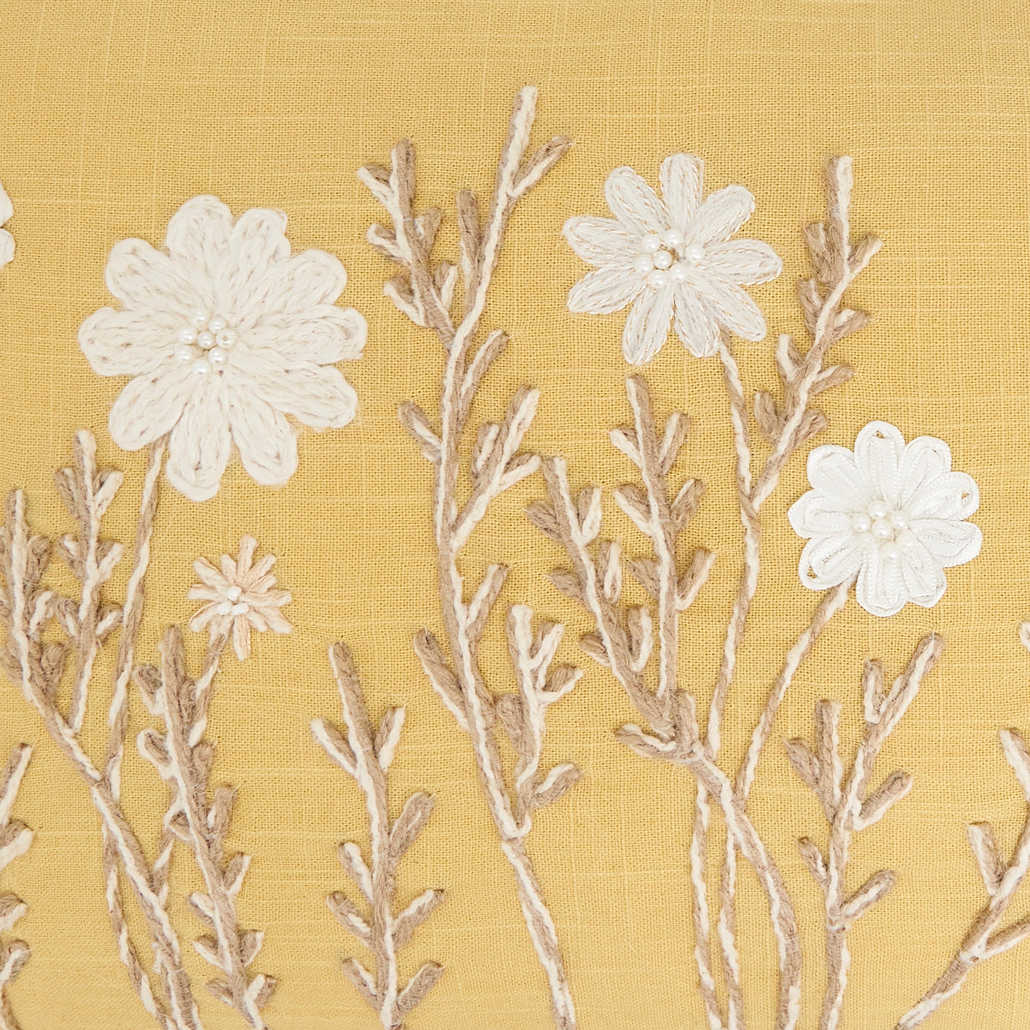 Delicate Embroidered Floral Pillow