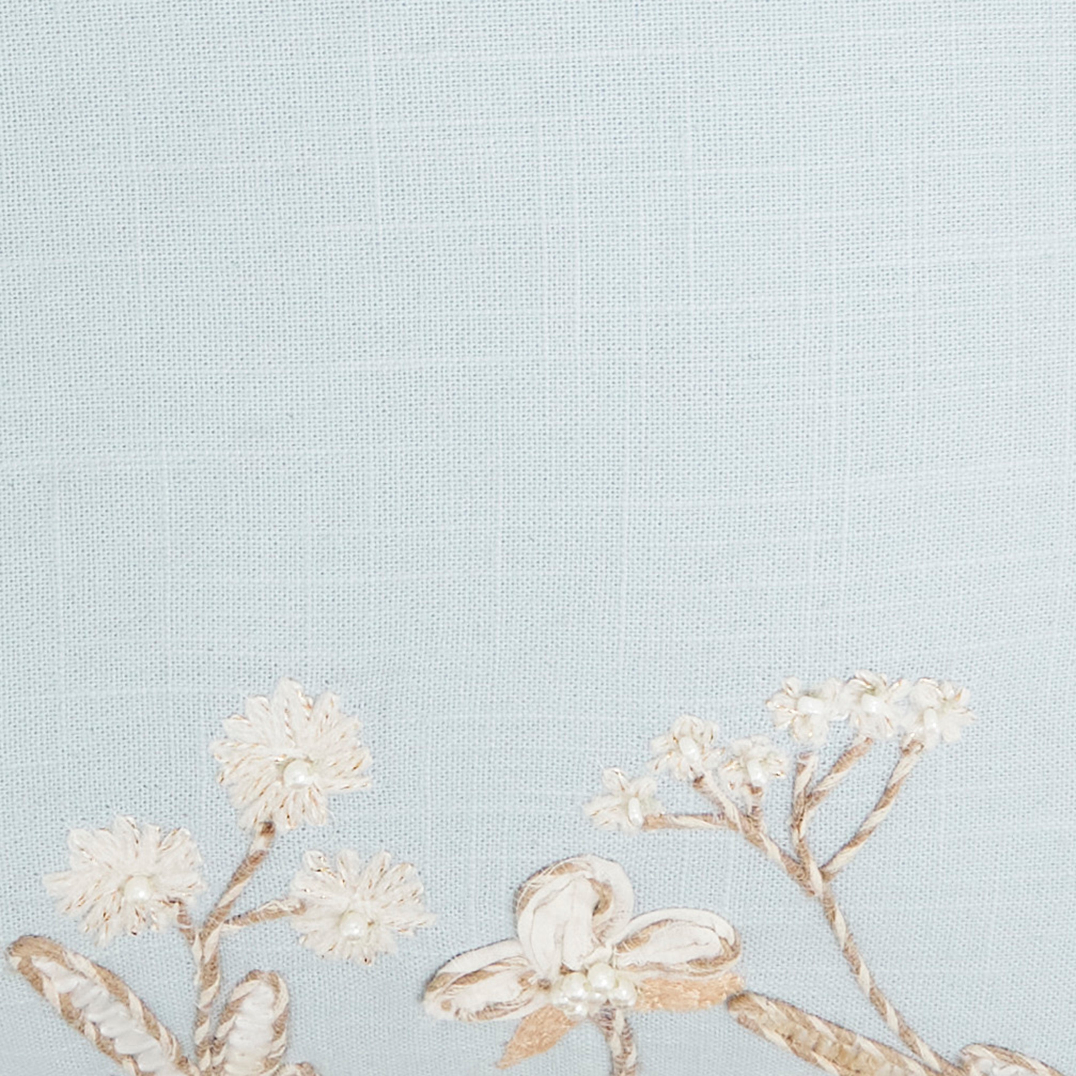 Graceful Embroidered Floral Pillow