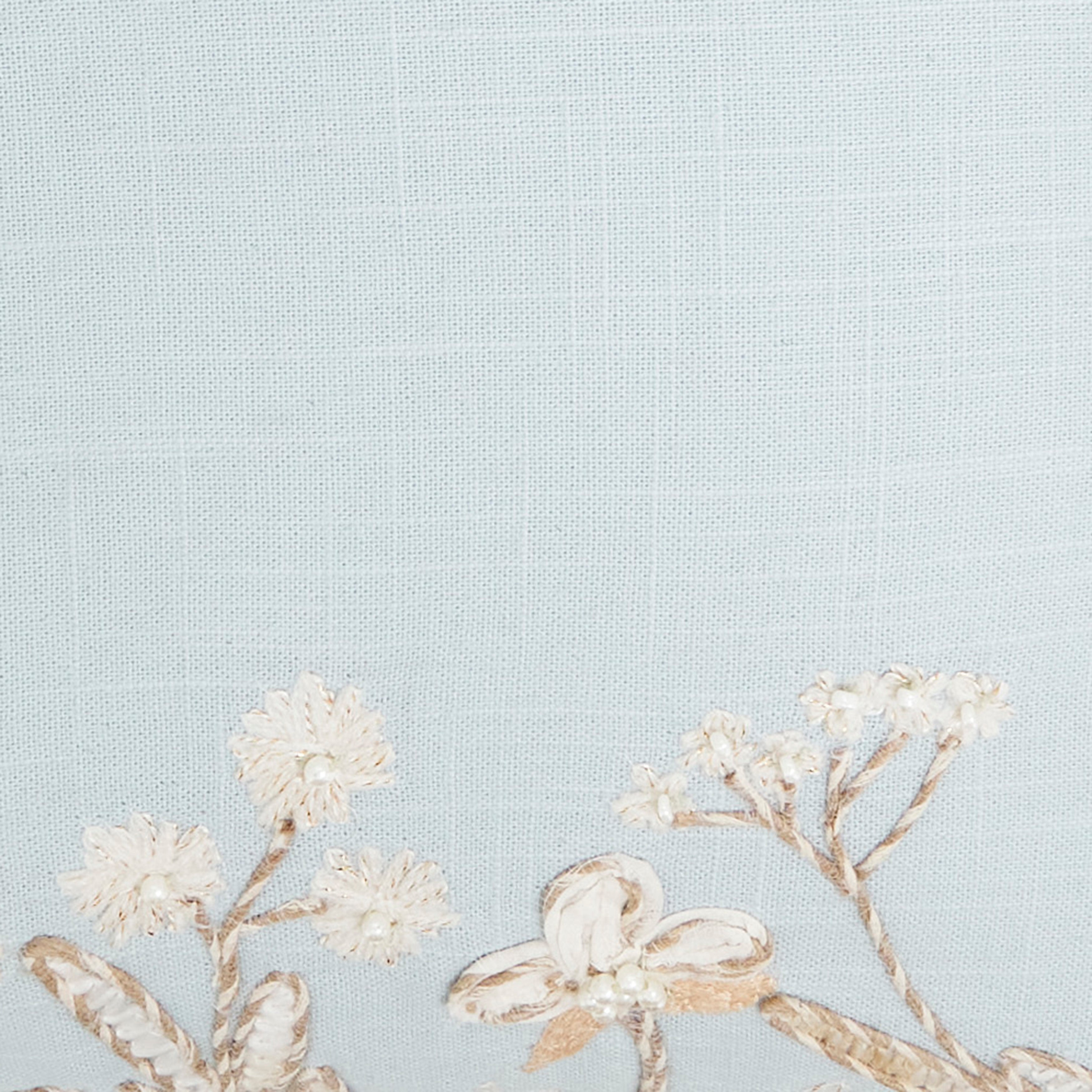 Graceful Embroidered Floral Pillow