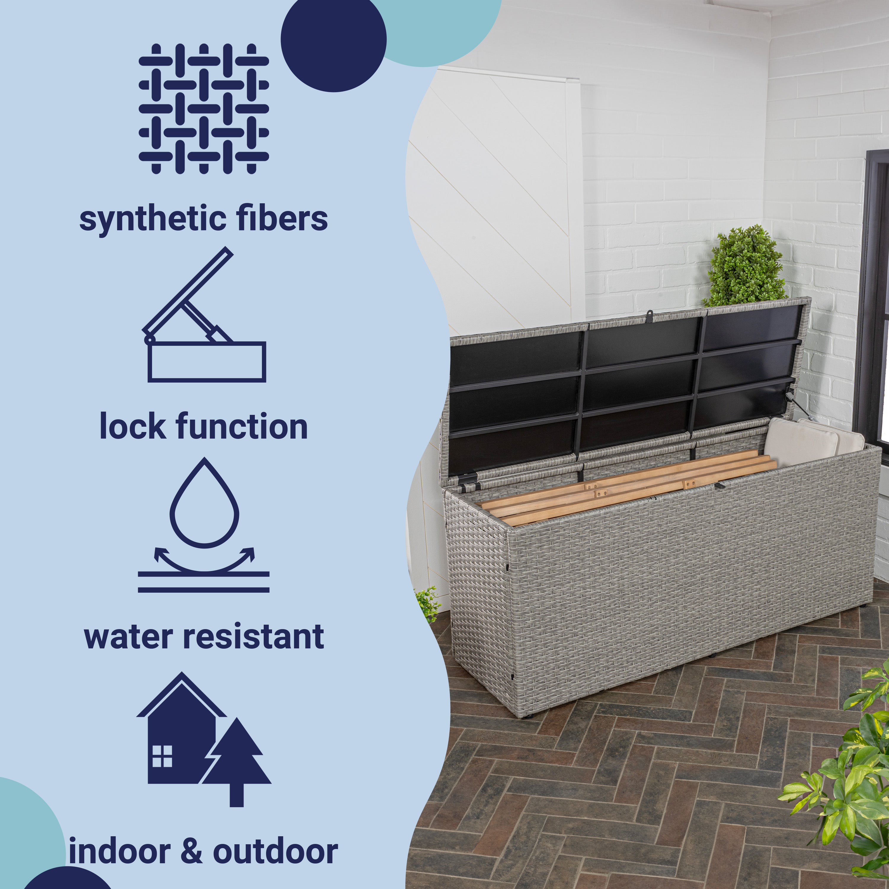 Nino Modern Minimalist Outdoor Faux Wicker Deck and Patio Storage Box