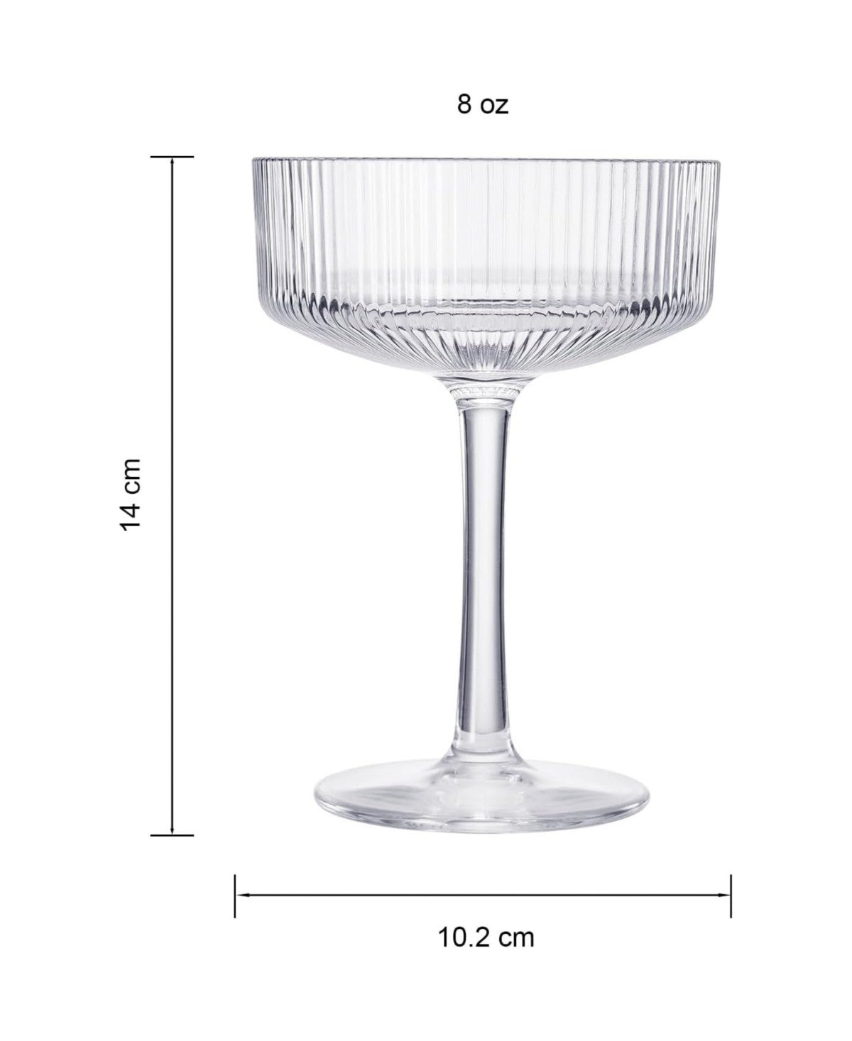 Clear Classic Coupe Ribbed Acrylic Shatterproof Glasses Set of 2
