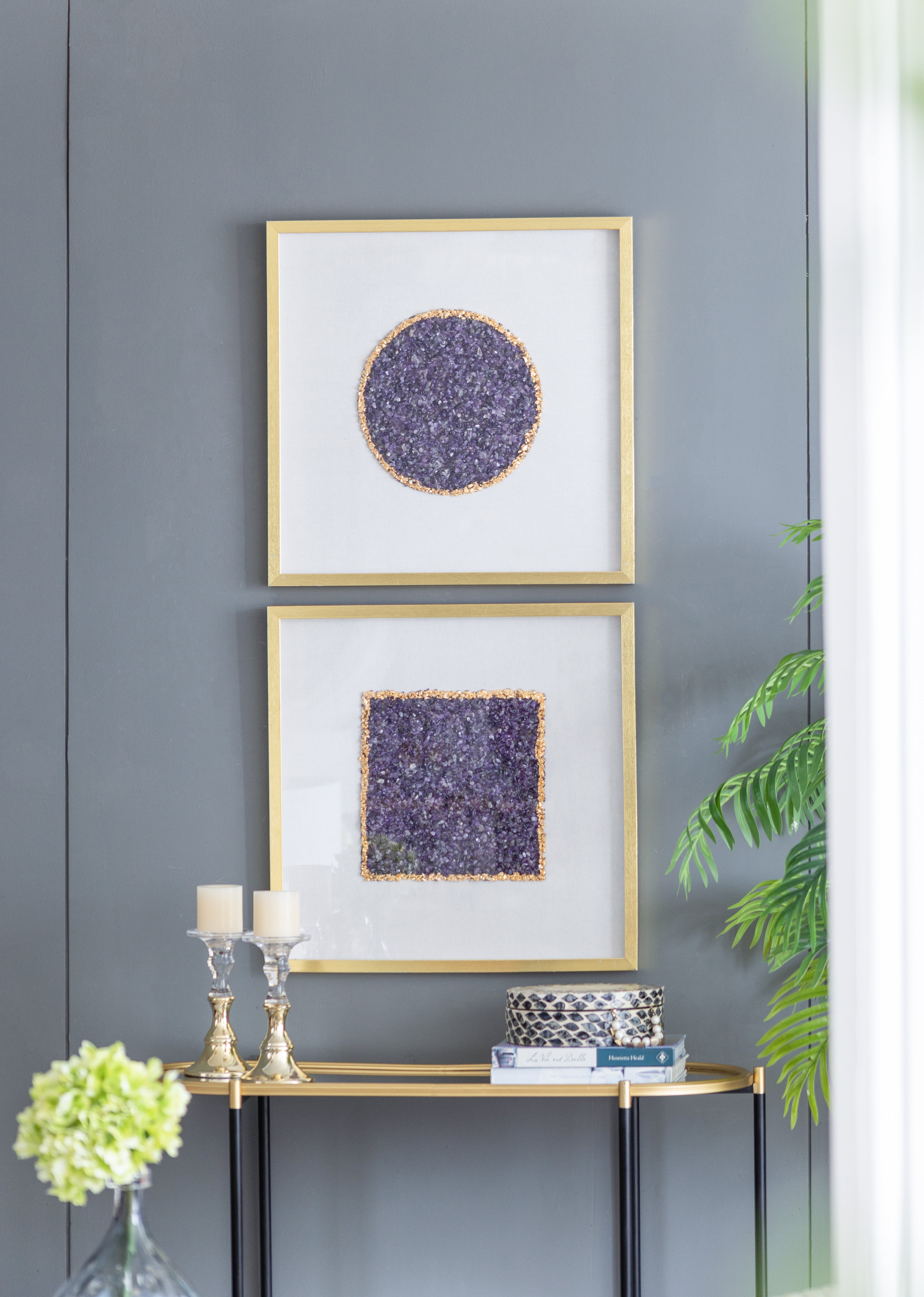 Lillian Purple Crystal Shadow Boxes Wall Décor