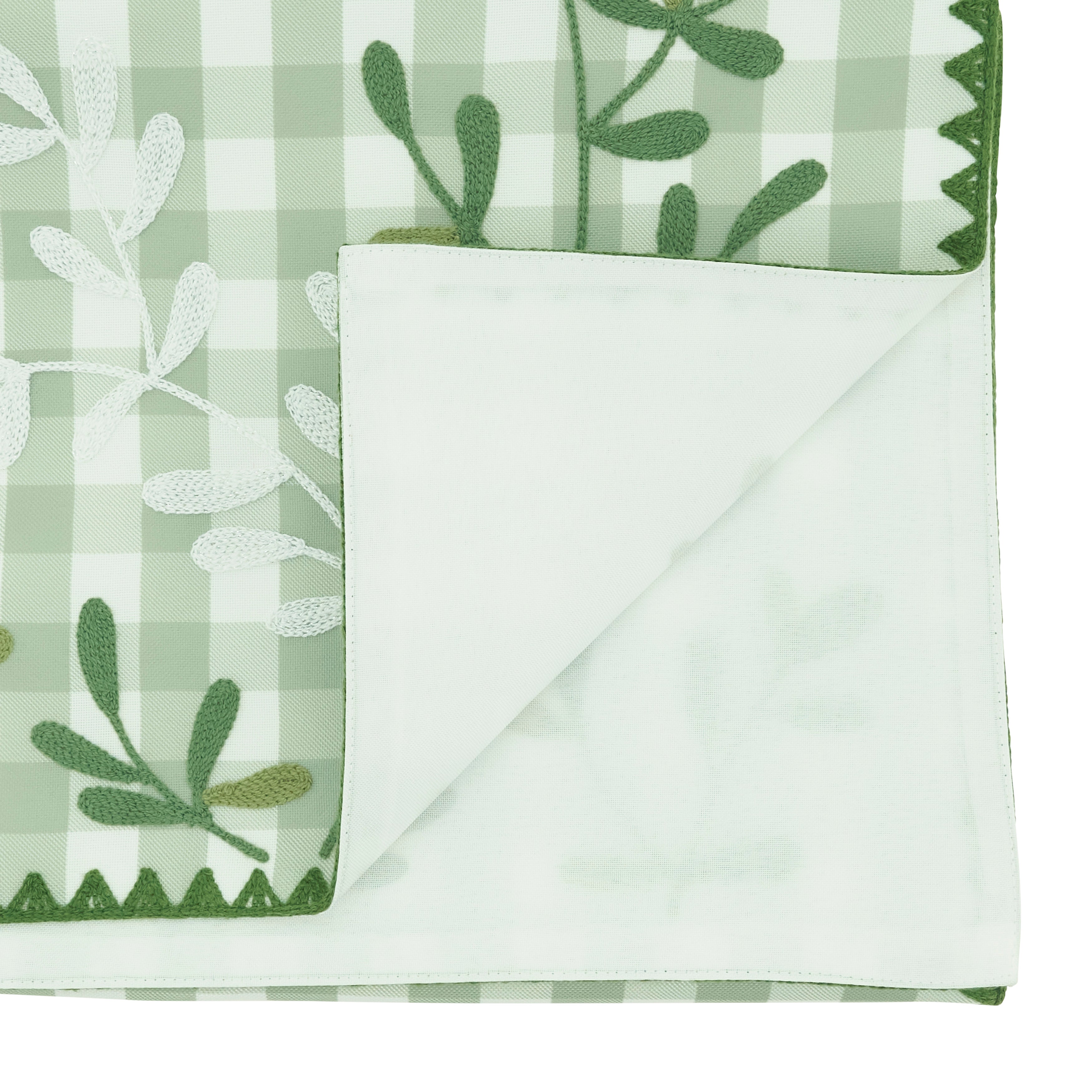 Embroidered Gingham Table Runner