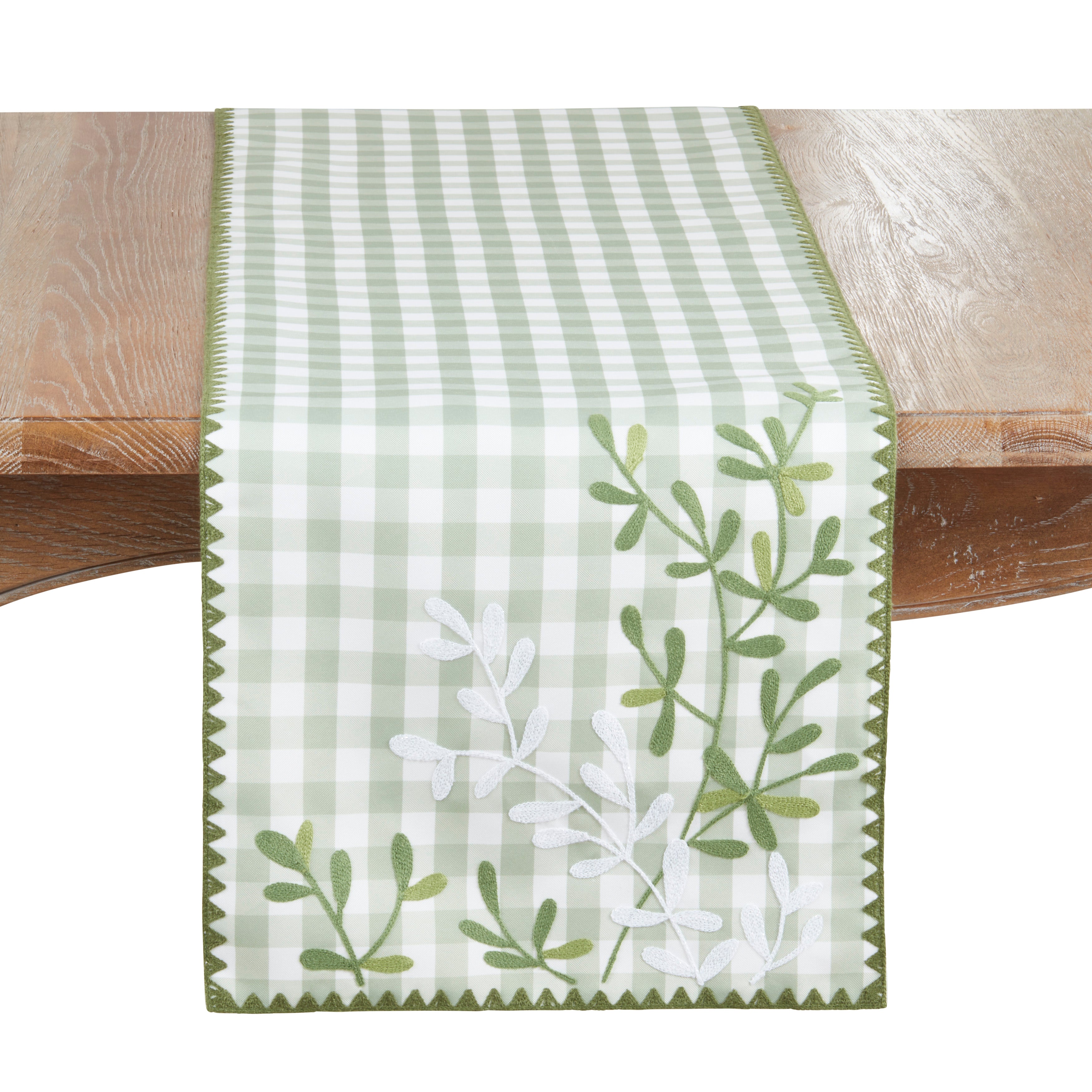 Embroidered Gingham Table Runner