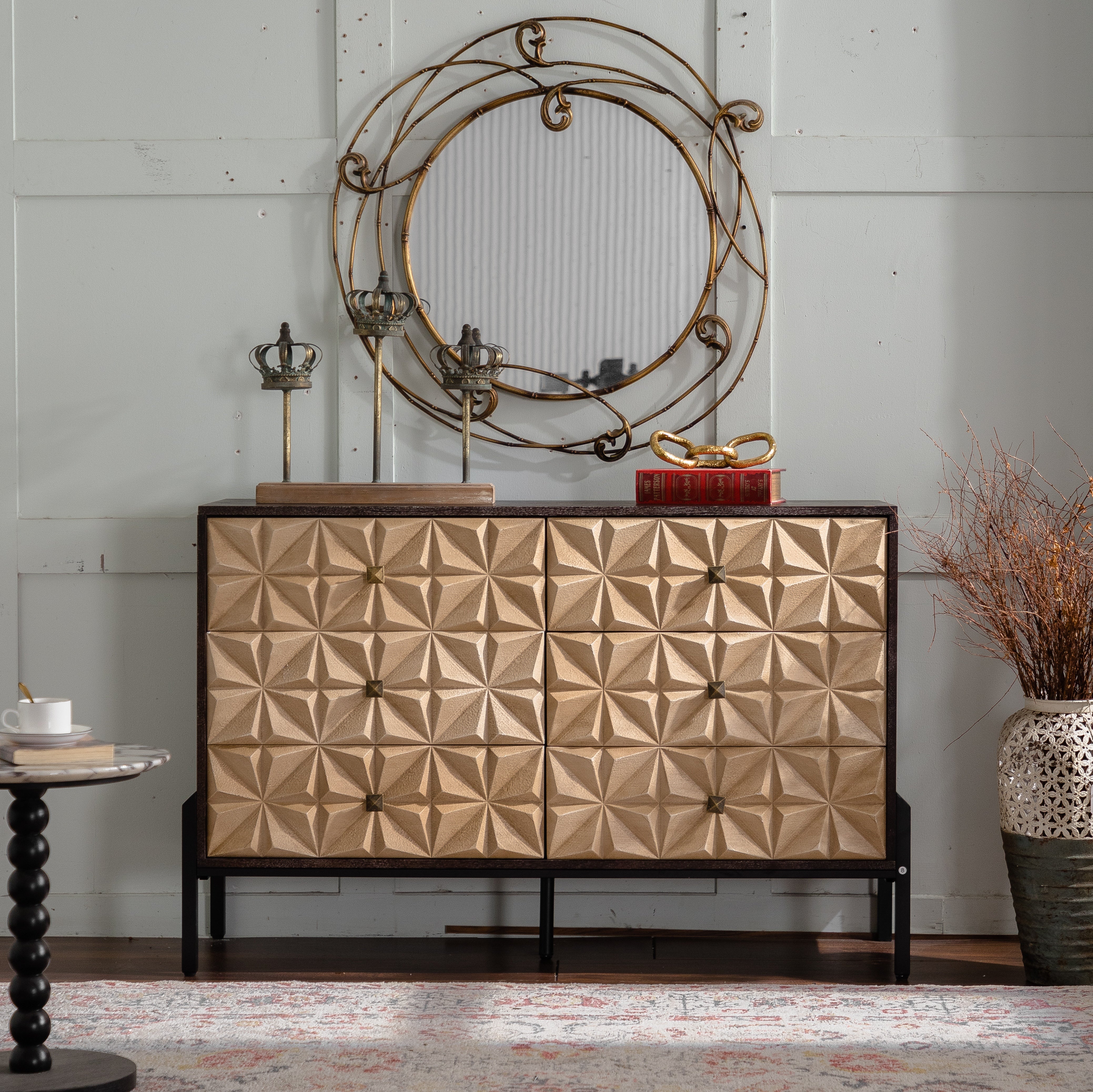 Mid-Century Modern 3D Geometric Diamond Dresser