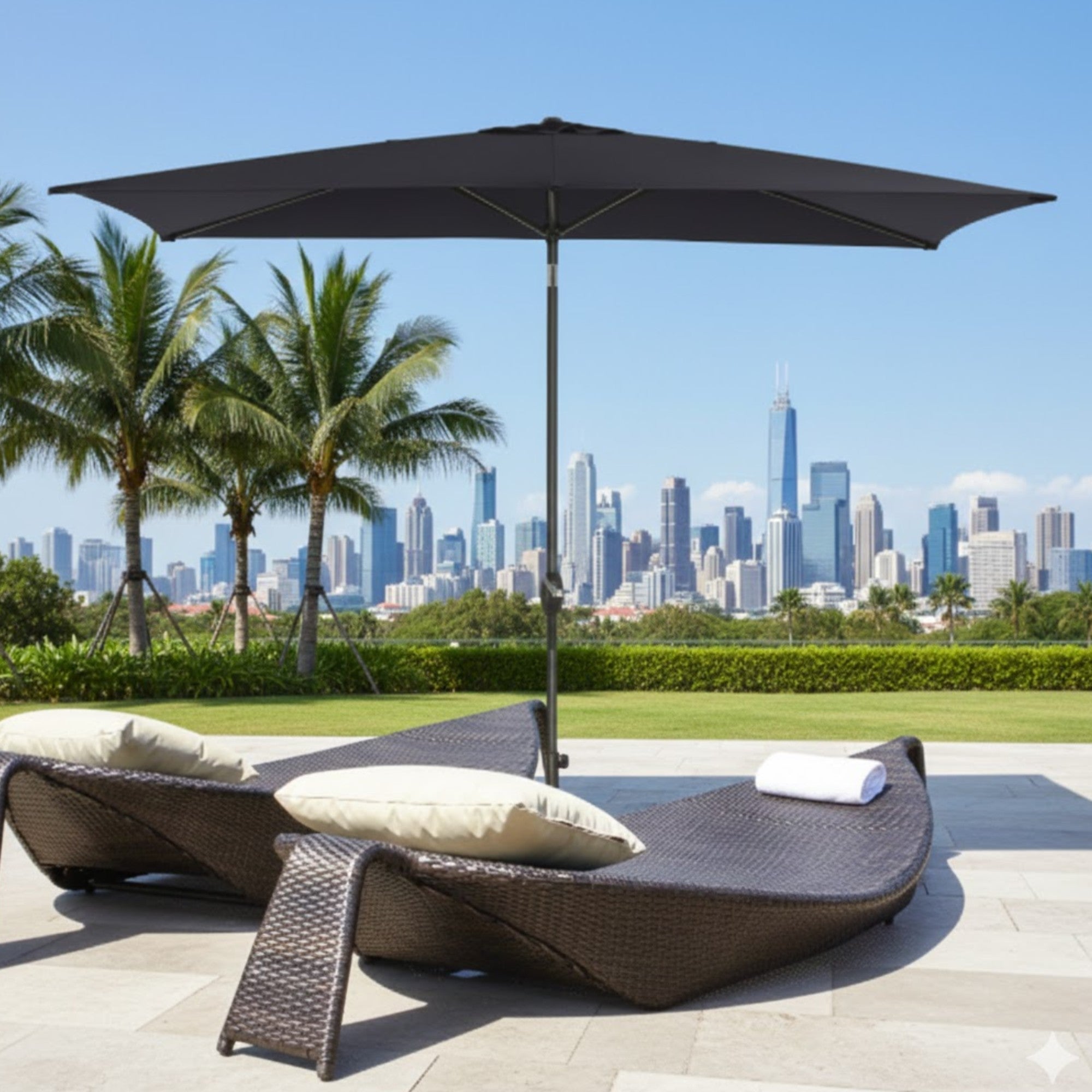 6.5 x 10 ft Rectangular Patio Umbrella with Crank, Base Not Included
