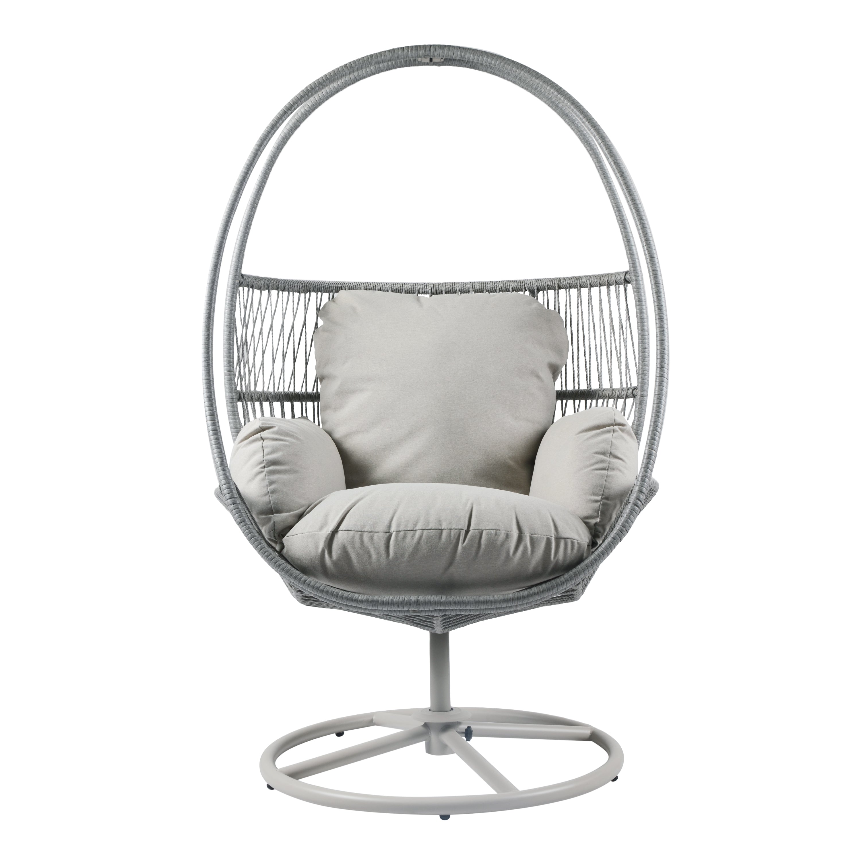Outdoor Wicker Swivel Lounge Chair with Cushions and Sturdy Iron Base