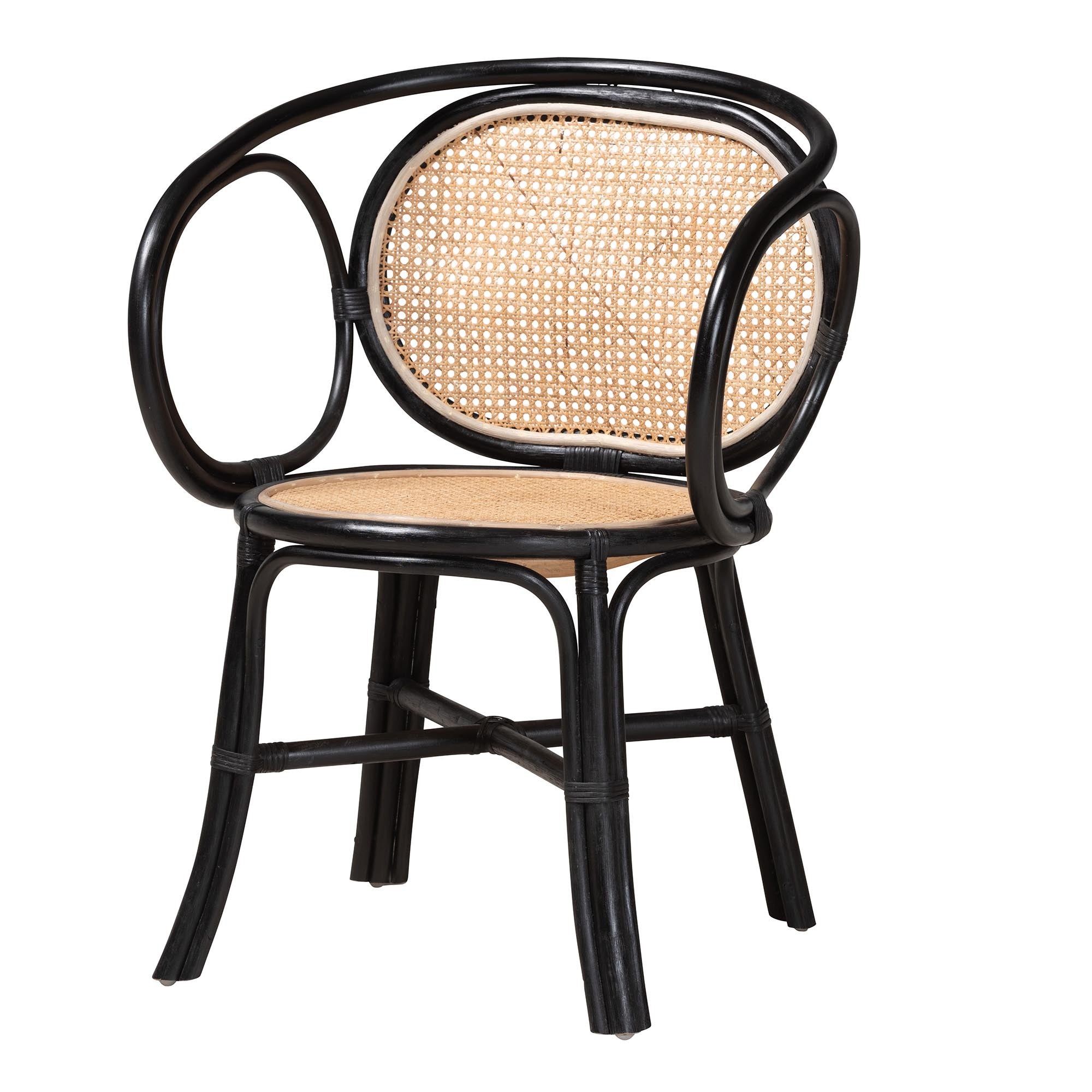 Palesa Modern Bohemian Two-Tone Rattan Dining Chair