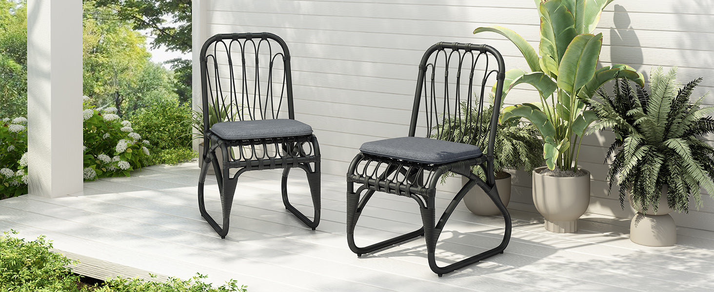 Outdoor Faux Rattan Dining Chairs, Set of 2