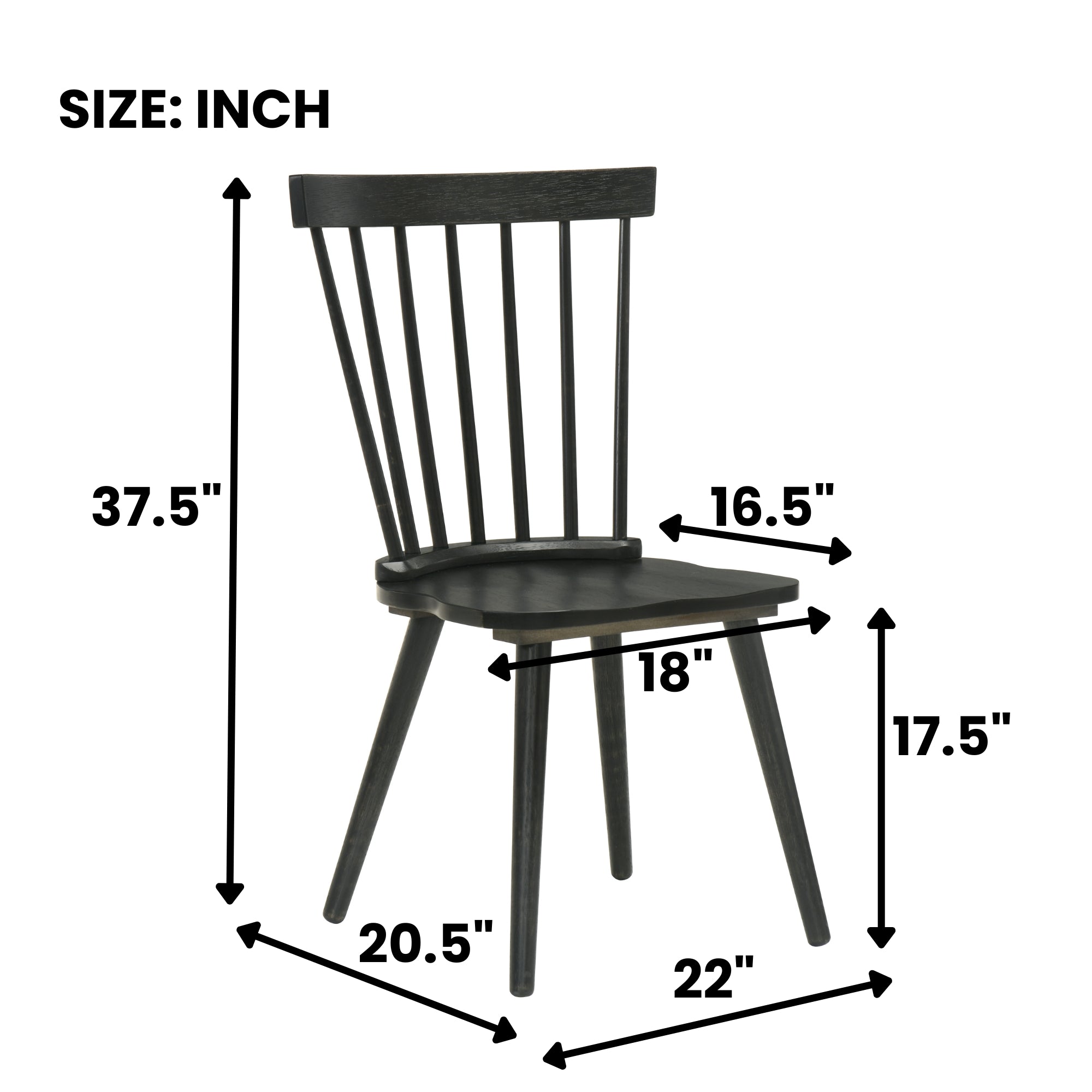 Modern Farmhouse Spindle Back Dining Chairs, Set of 2