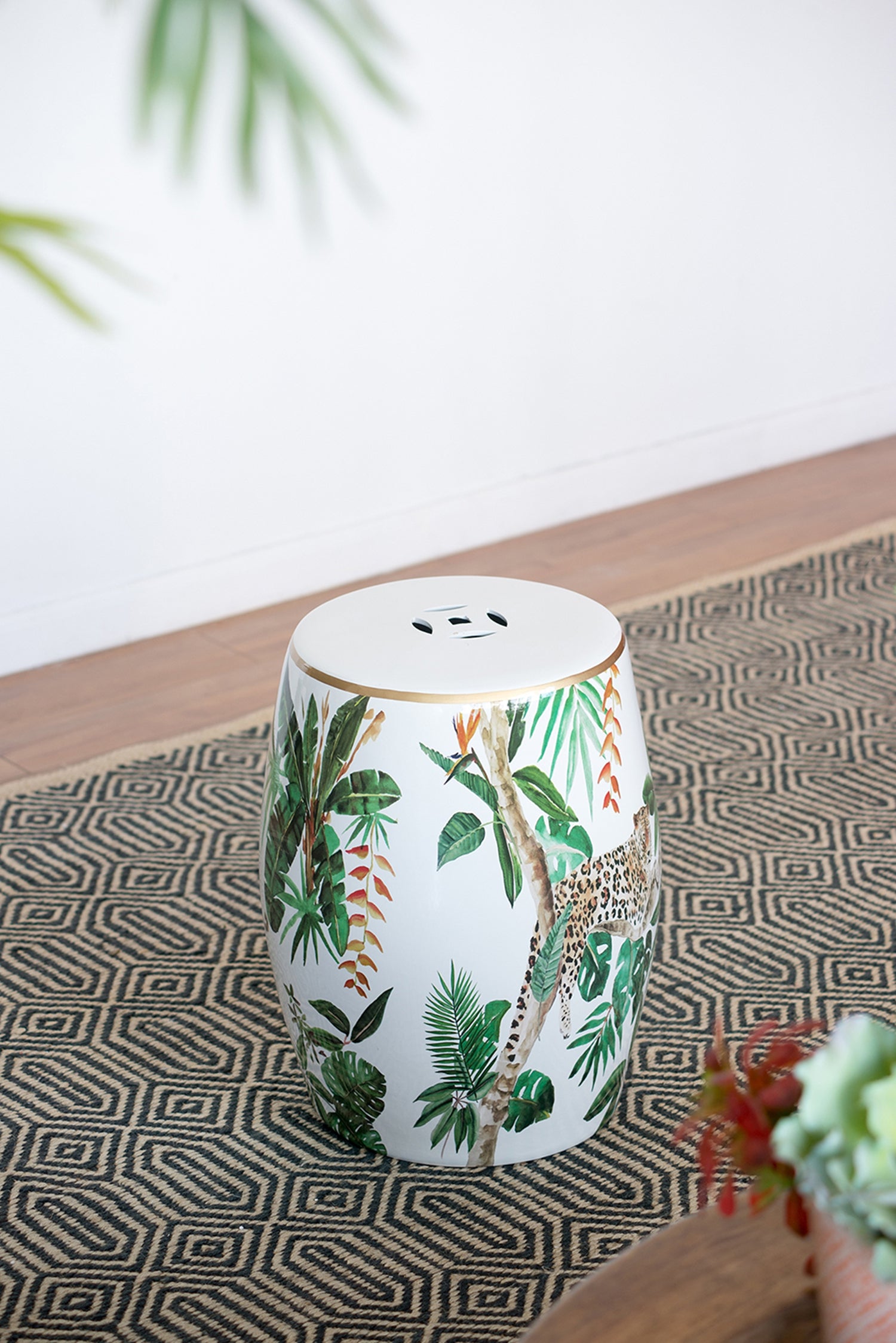 Jungle Ceramic Accent Garden Stool