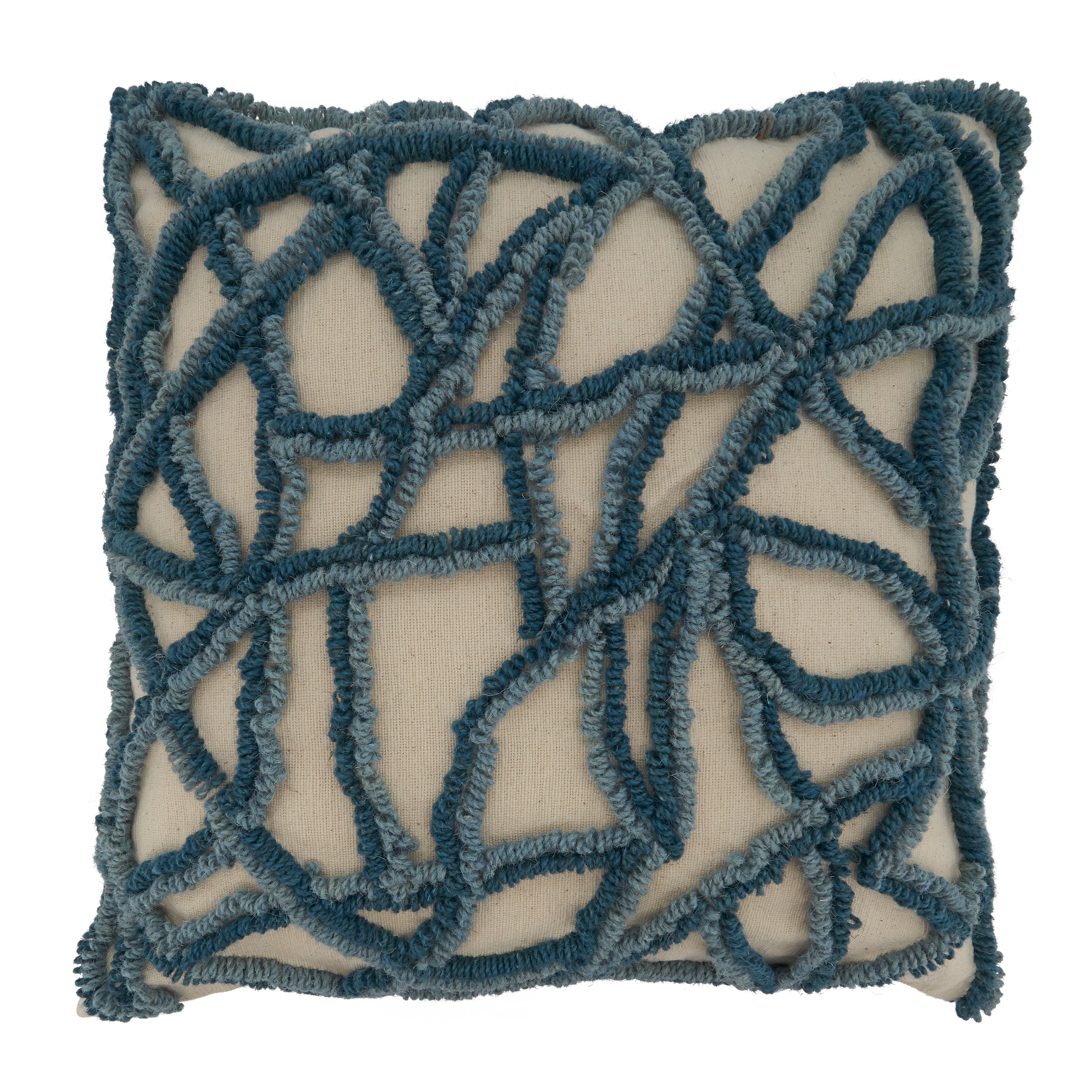 Cracked Mosaic Embroidered Poly Filled Throw Pillow
