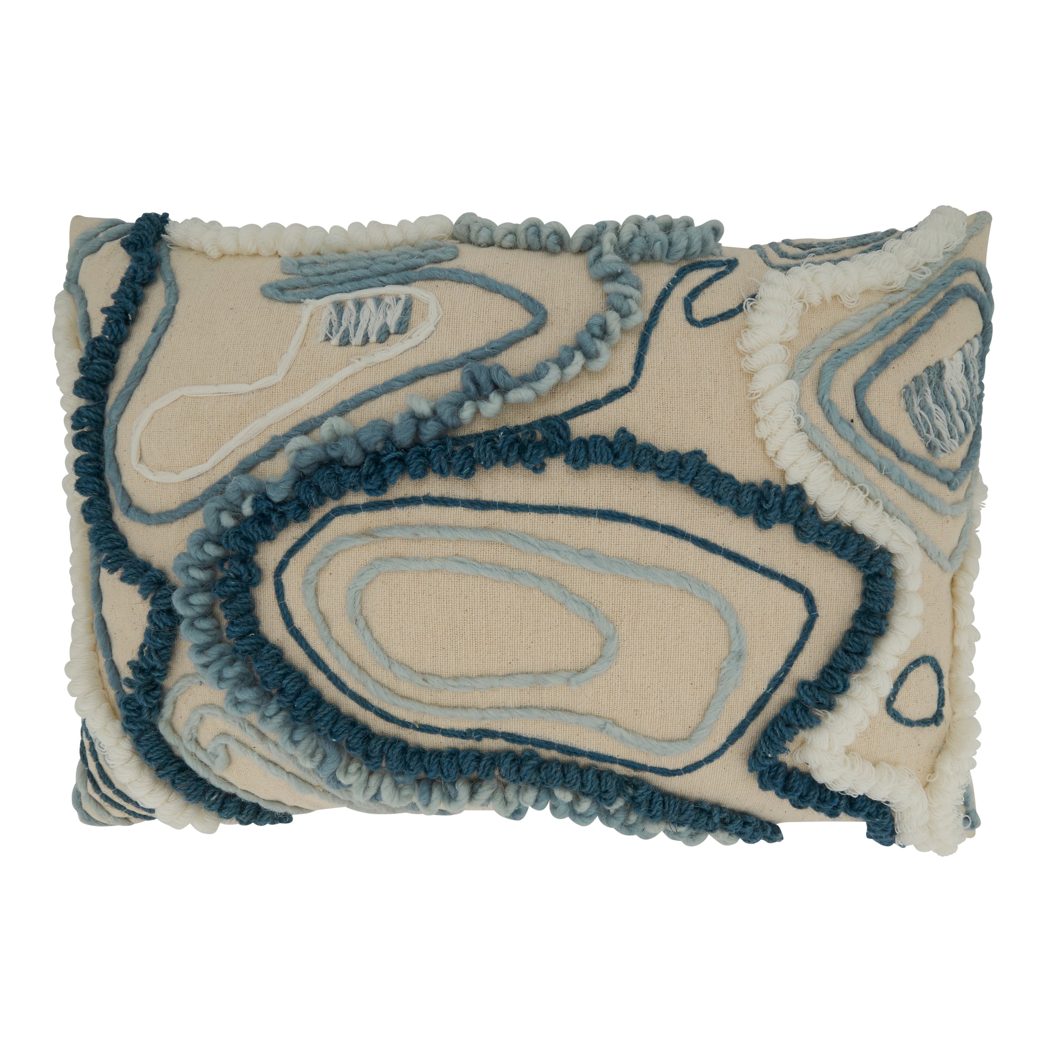 Topography Embroidered Poly Filled Throw Pillow